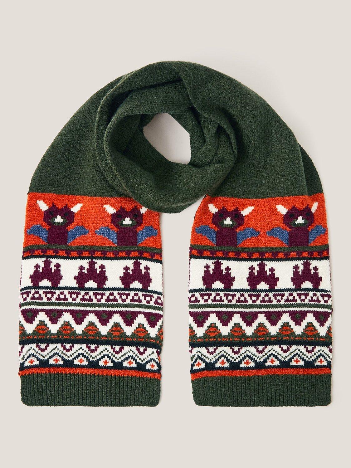 Product image 1 of 2, which shows Monsoon Kids' Dragon Print Scarf, Multi