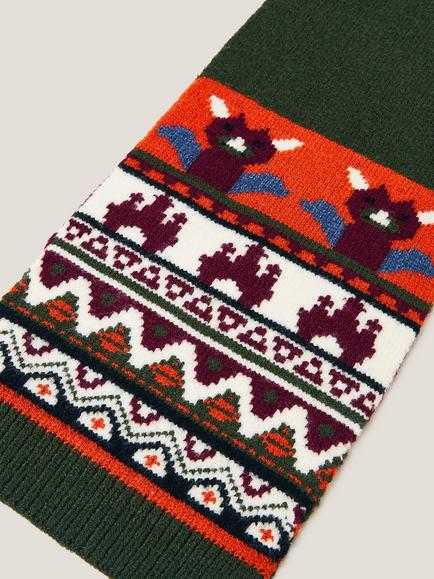 Monsoon Kids' Dragon Print Scarf, Multi - view 2, Multi