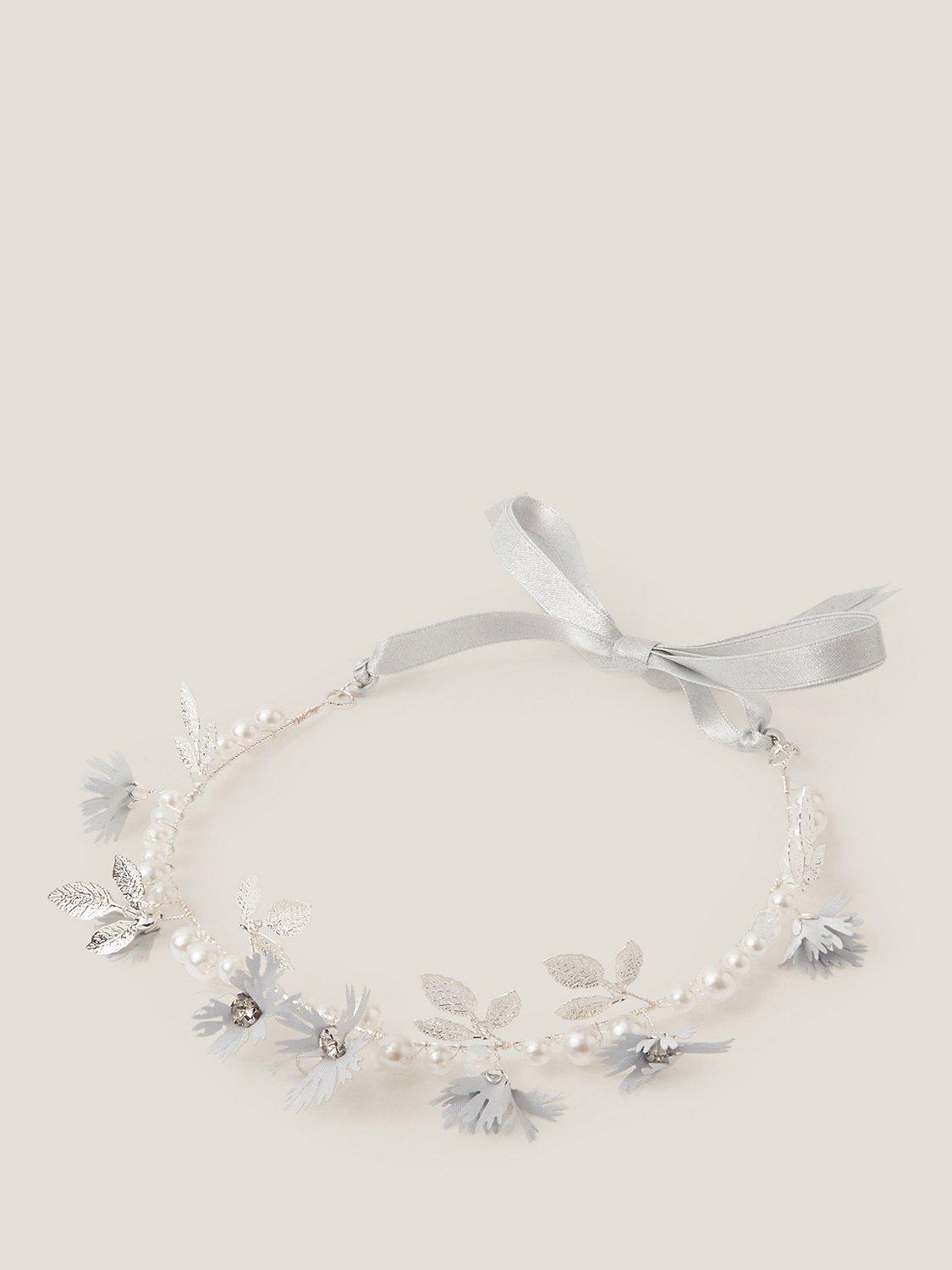 Product image 1 of 2, which shows Monsoon Pearl Flower Crown, Pale Blue, One Size