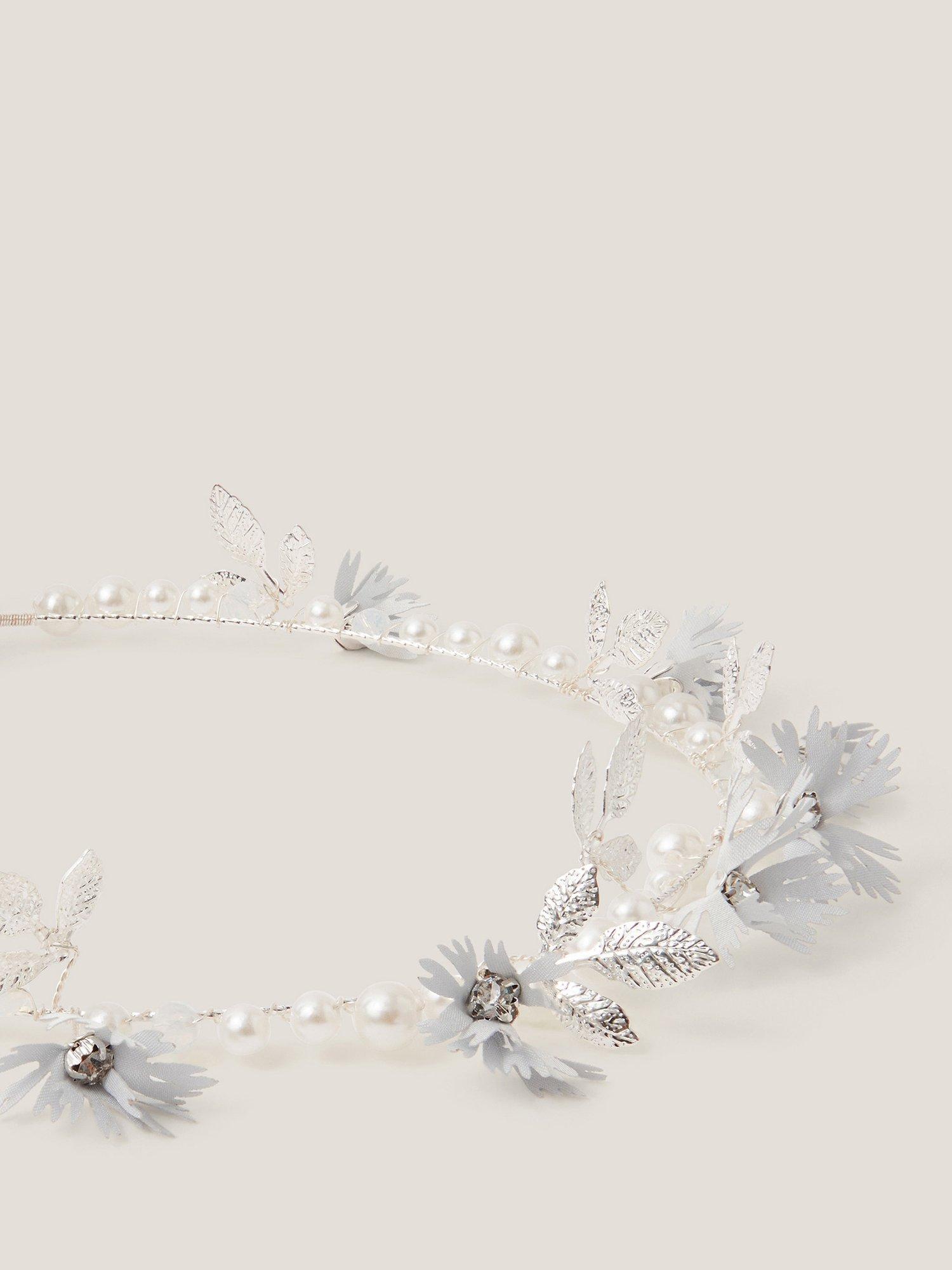 Product image 2 of 2, which shows Monsoon Pearl Flower Crown, Pale Blue, One Size