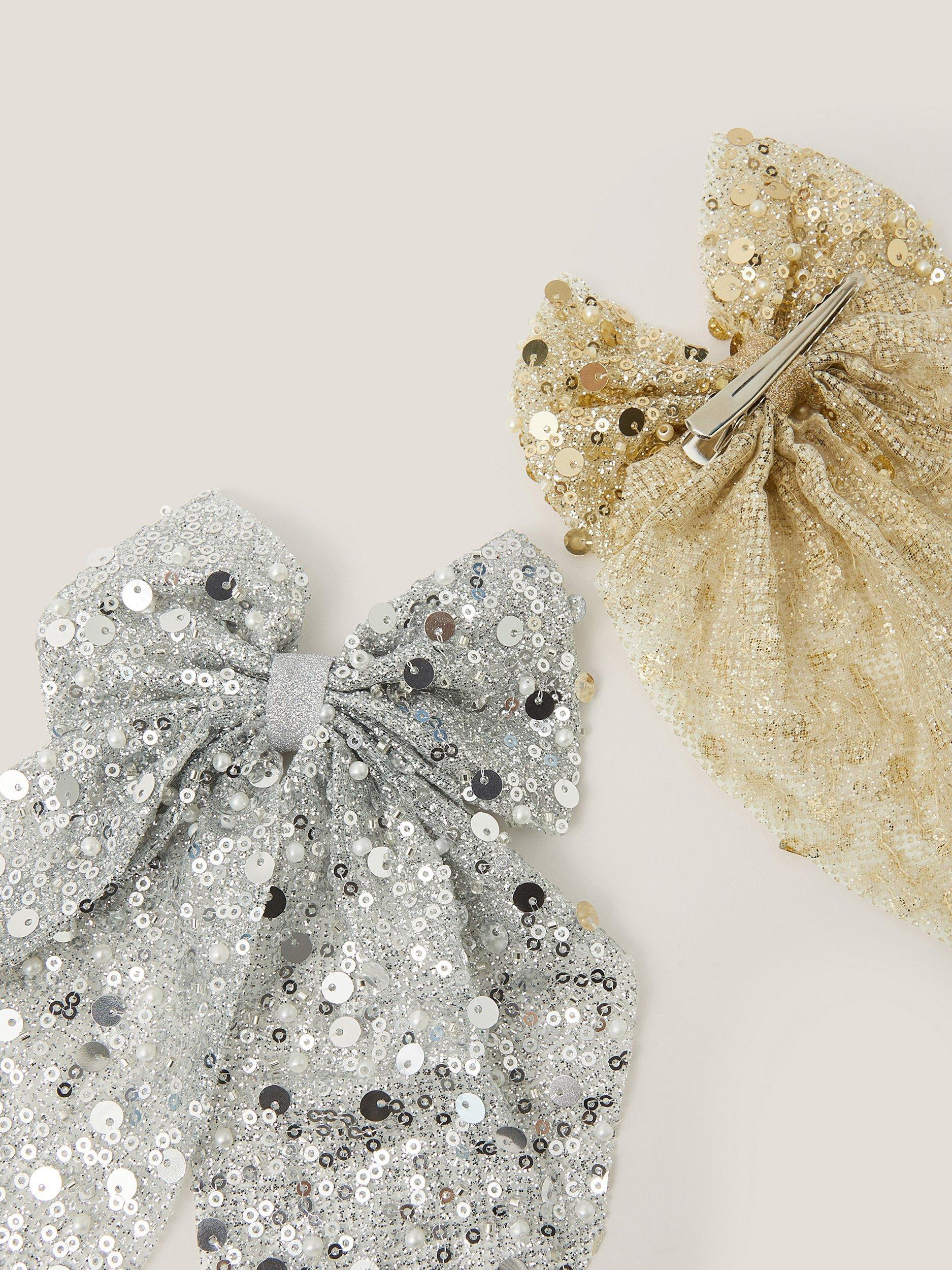 Product image 2 of 2, which shows Monsoon Sequin Bow Clips, Pack of 2, Multi, One Size