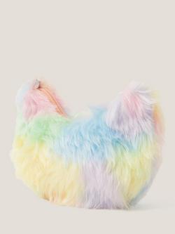 Monsoon Kids' Faux Fur Fluffy Cat Bag, Multi - view 2, Multi