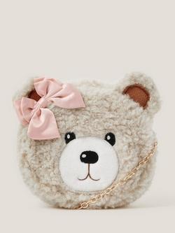 Monsoon Kids' Faux Fur Fluffy Teddy Bag, Natural, Natural
