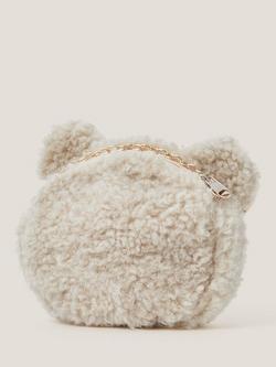 Monsoon Kids' Faux Fur Fluffy Teddy Bag, Natural - view 2, Natural