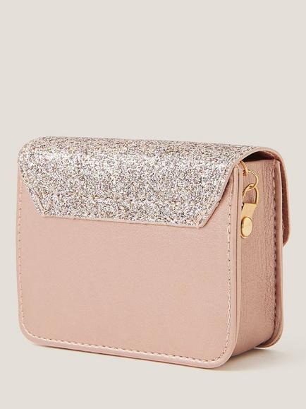 Monsoon Kids' Mini Glitter Bag, Pink - view 2, Pink