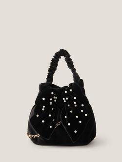 Monsoon Kids' Velvet Pearl Mini Pouch Bag, Black, Black