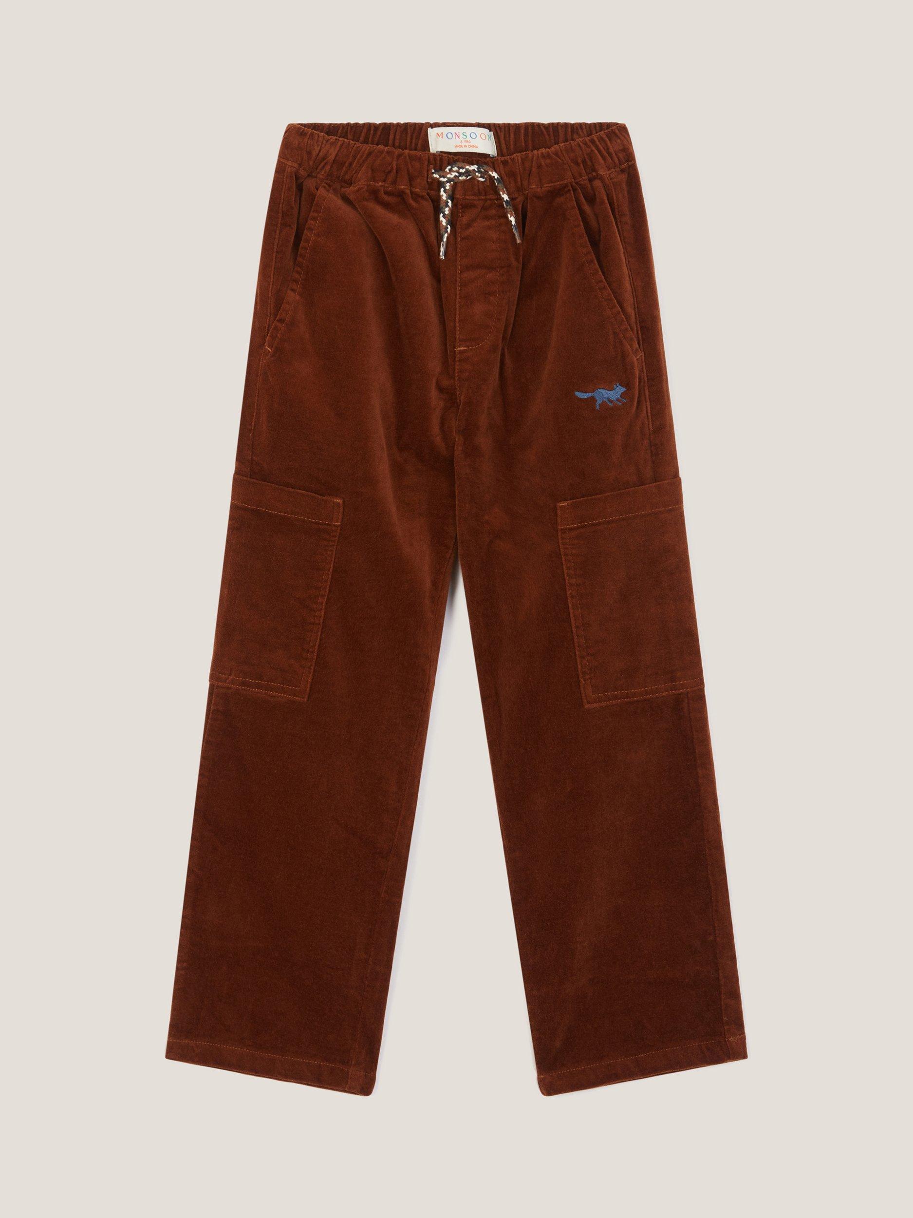Product image 1 of 3, which shows Monsoon Kids' Uncut Cargo Trousers, Brown, 2-3 years