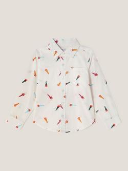 Monsoon Kids' Rocket Print Shirt, White, White