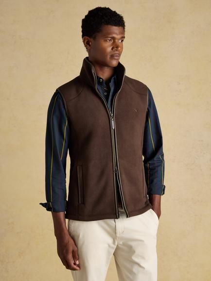 Joules Heritage Fleece Gilet, Brown, Brown