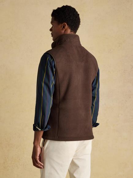 Joules Heritage Fleece Gilet, Brown - view 2, Brown
