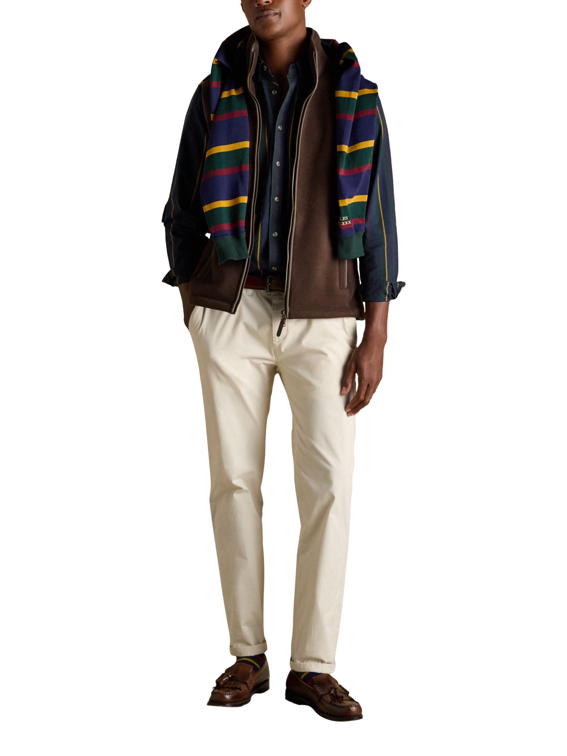 Product image 3 of 9, which shows Joules Heritage Fleece Gilet, Brown, S Reg