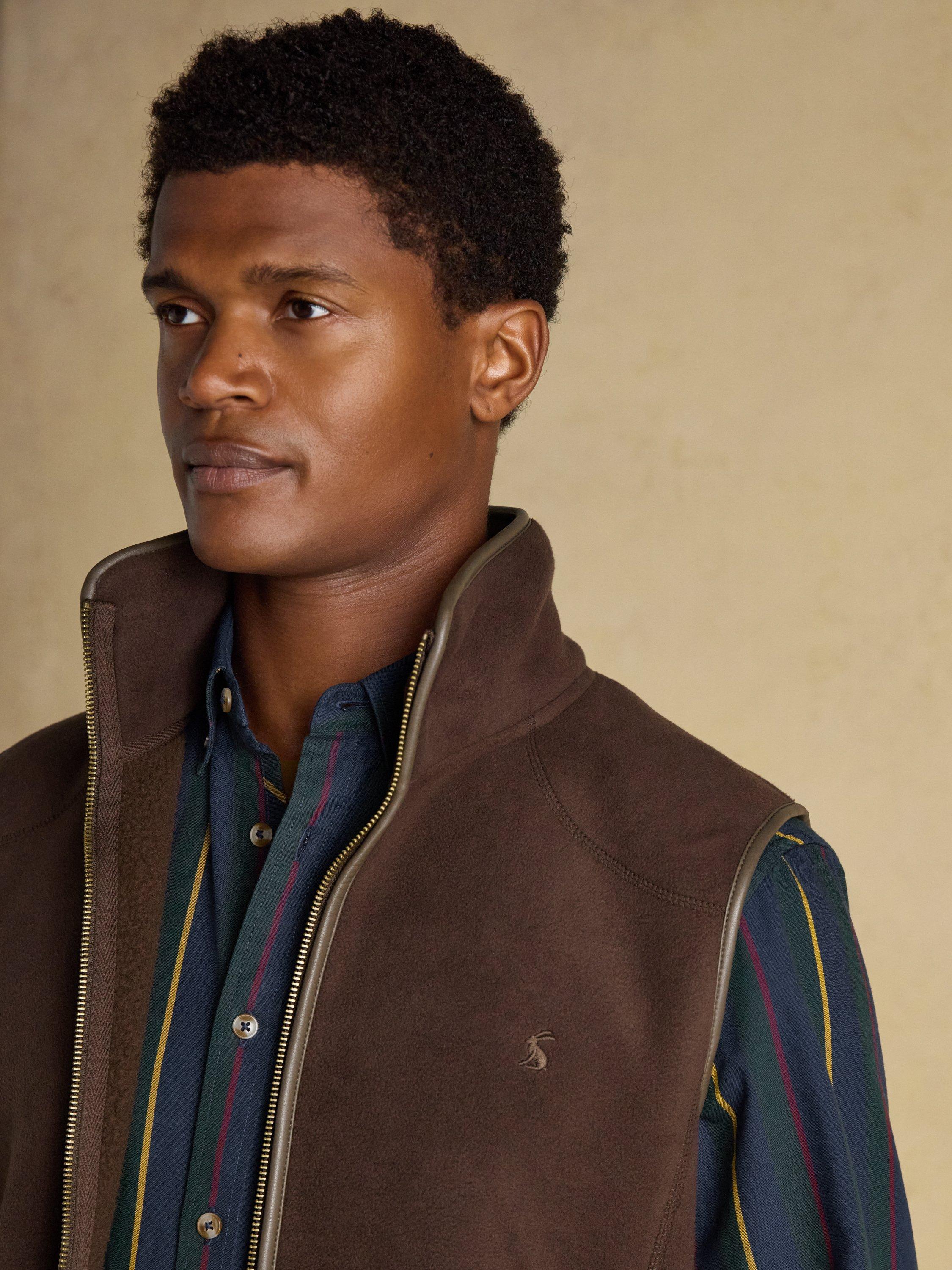 Product image 7 of 9, which shows Joules Heritage Fleece Gilet, Brown, S Reg