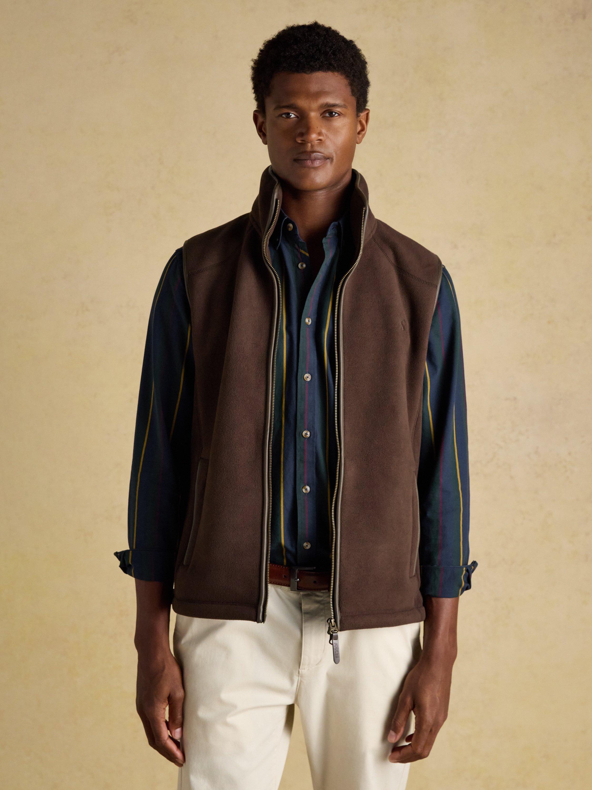 Product image 8 of 9, which shows Joules Heritage Fleece Gilet, Brown, S Reg