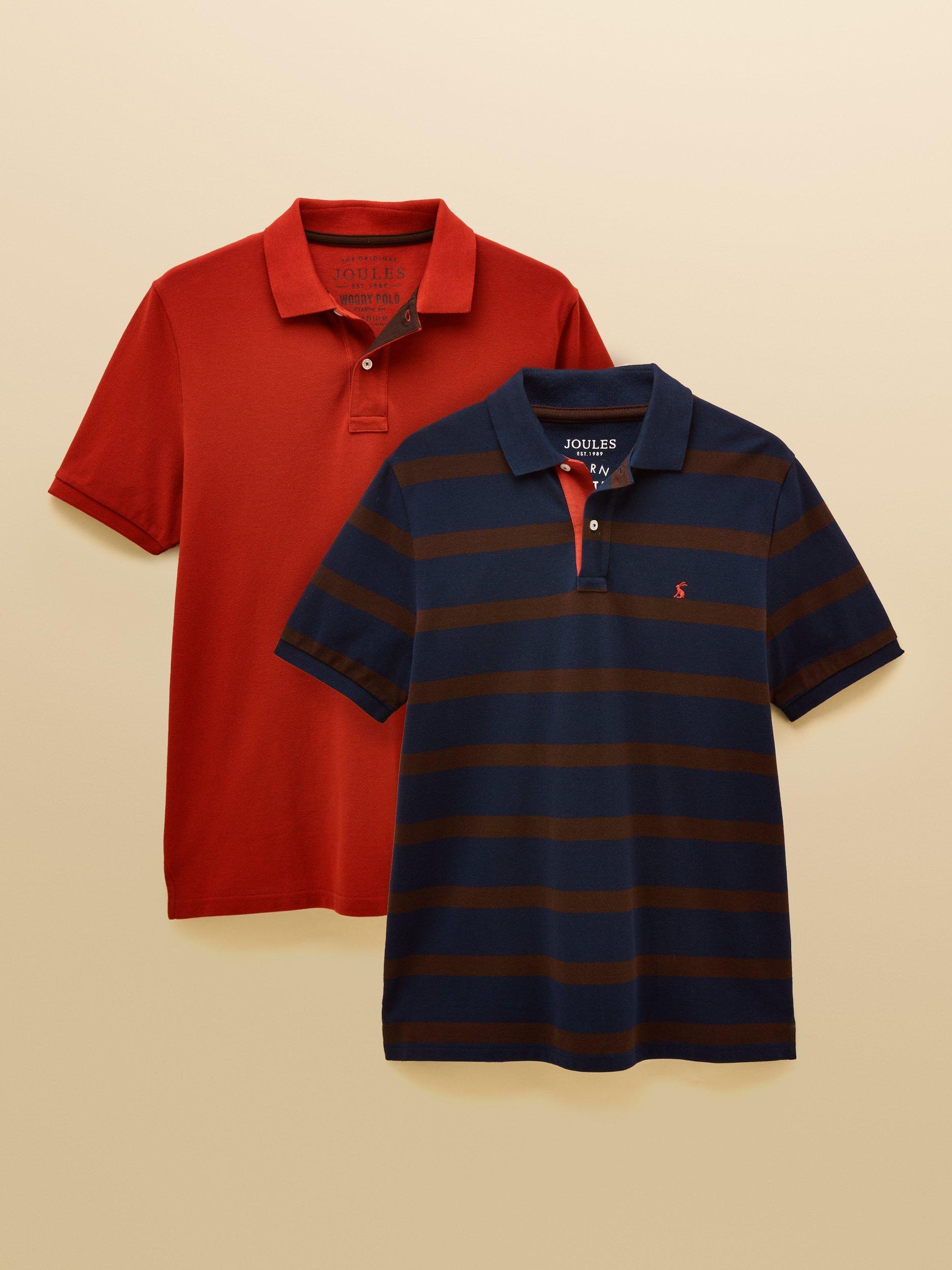 Joules Cotton Regular Fit Short Sleeve Polo Shirt, Pack of 2, Multi