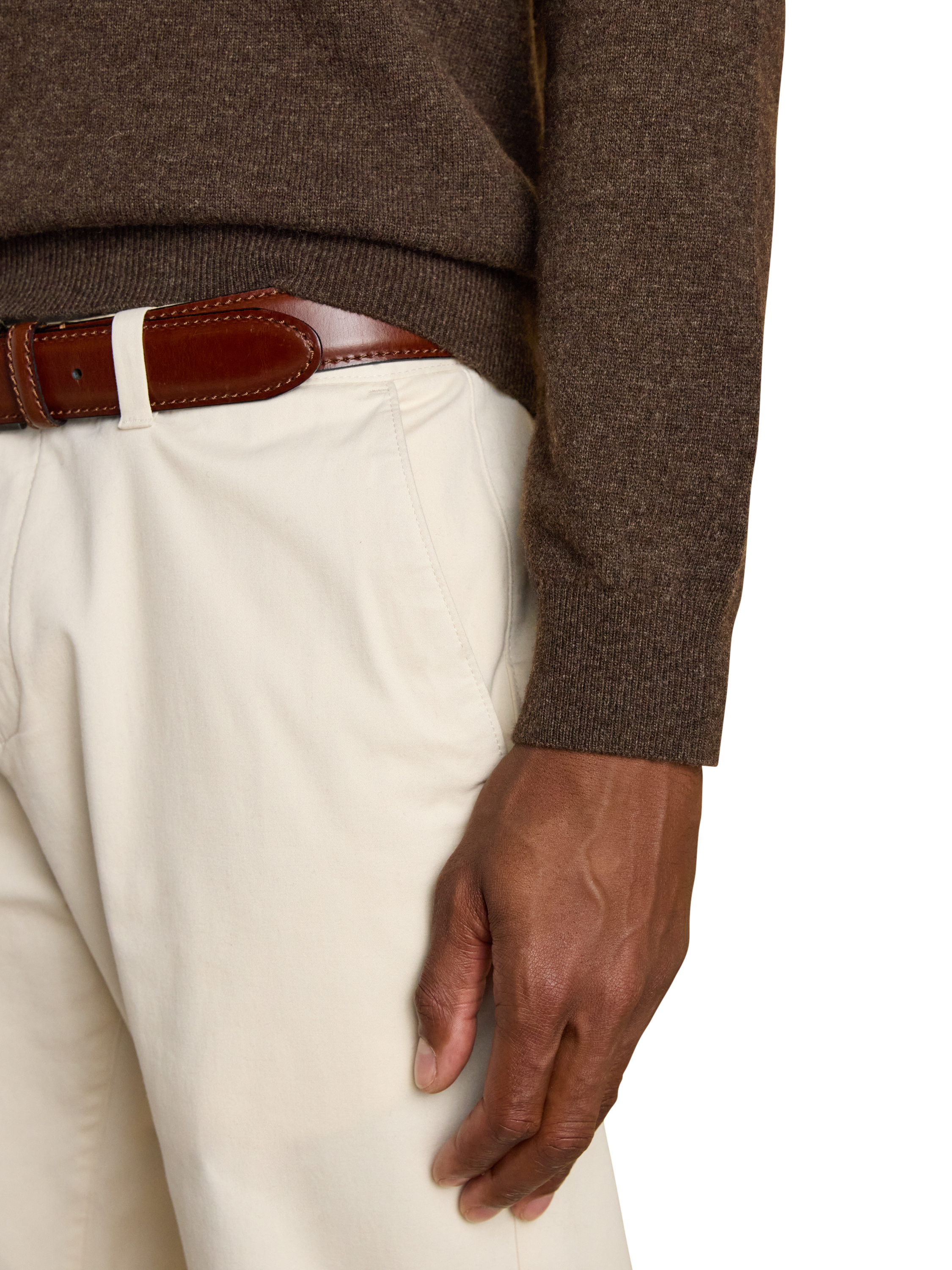 Product image 3 of 6, which shows Joules Knitted Wool Blend Polo Shirt, Brown, S Reg