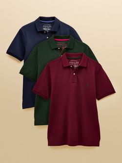 Joules Cotton Polo Shirts, Pack of 3, Navy/Green