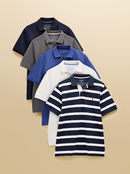 Joules Cotton Polo Shirts, Pack of 5, Blue/Multi