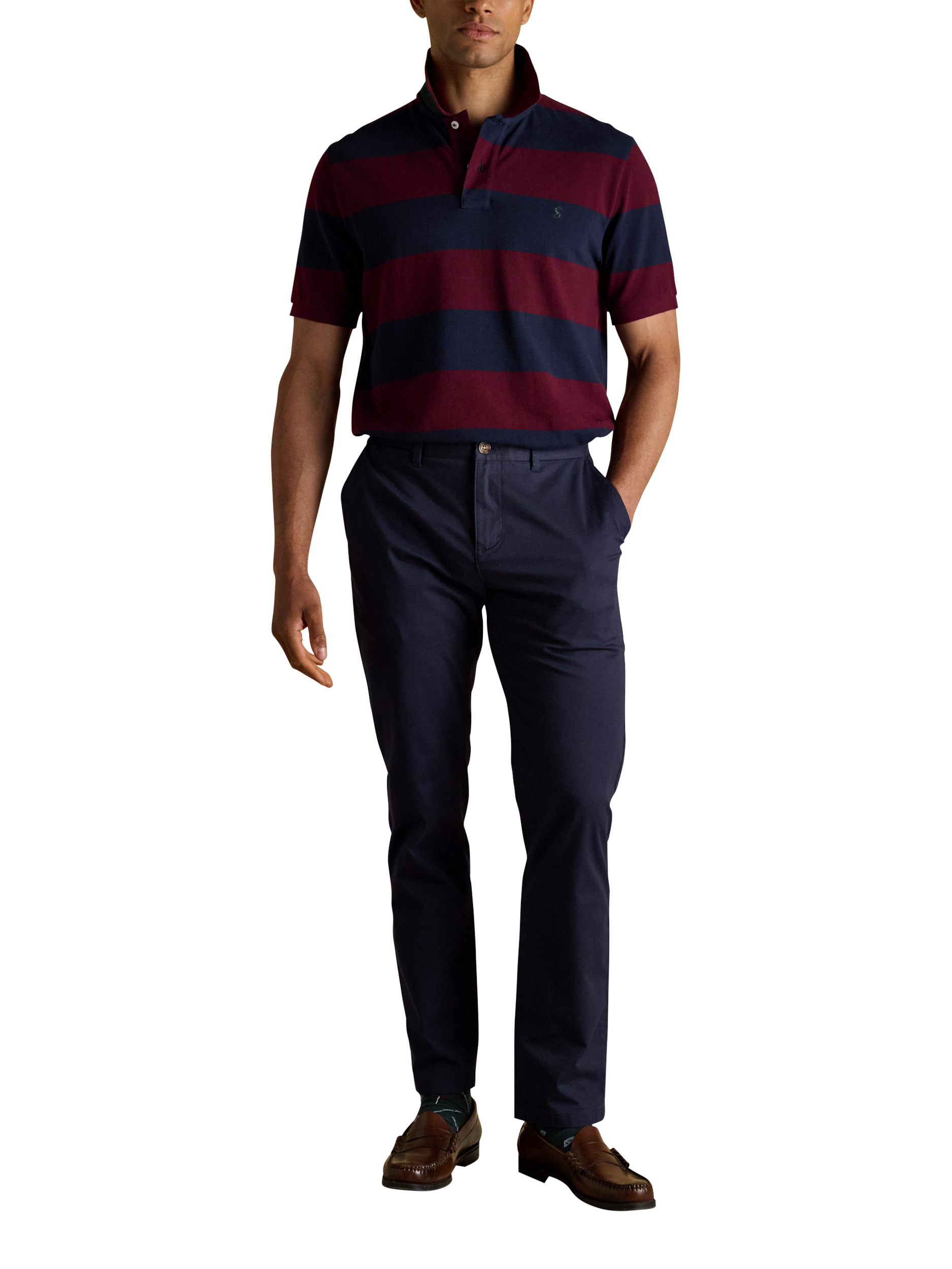 Product image 5 of 8, which shows Joules Striped Polo Shirt, Blue Mix, S Reg