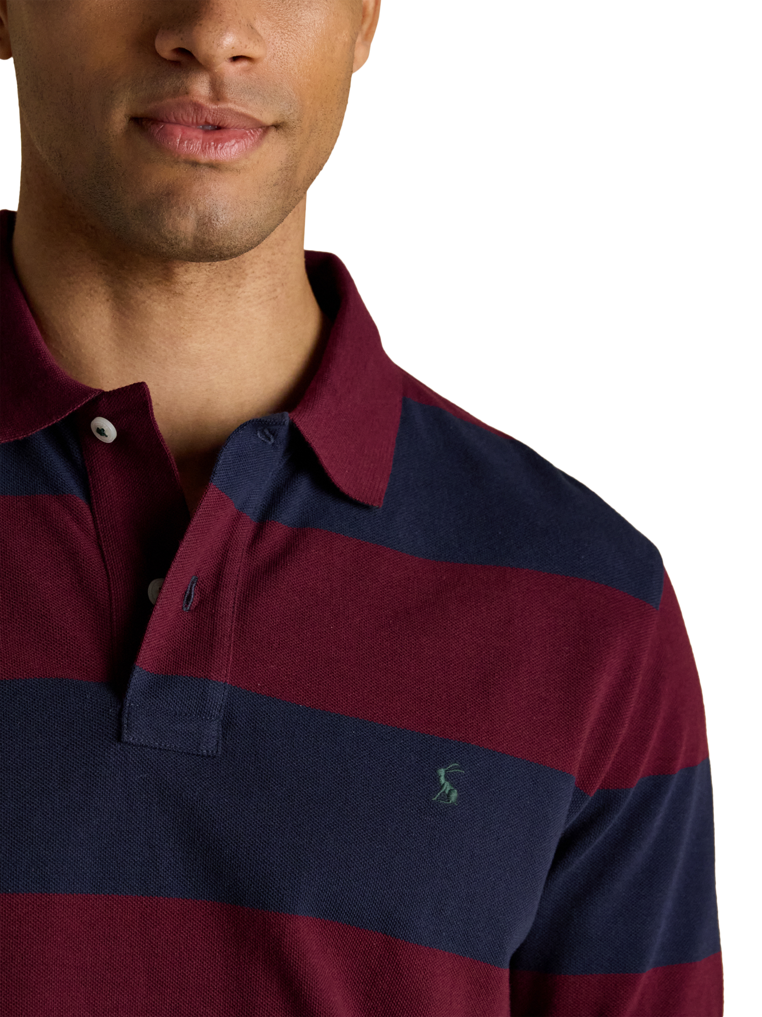 Product image 6 of 8, which shows Joules Striped Polo Shirt, Blue Mix, S Reg