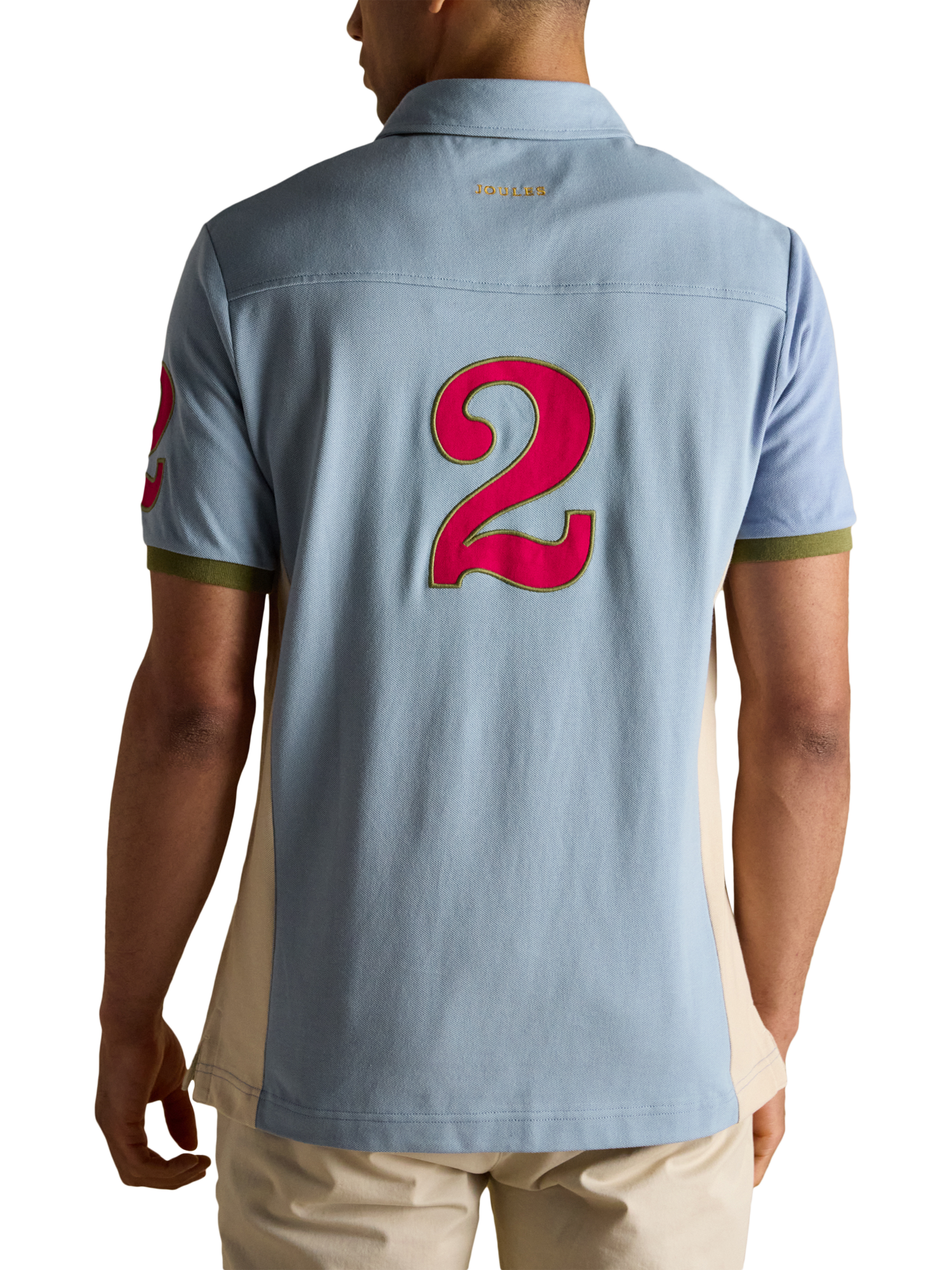 Product image 2 of 8, which shows Joules Embellished Polo Shirt, Light Blue, S Reg