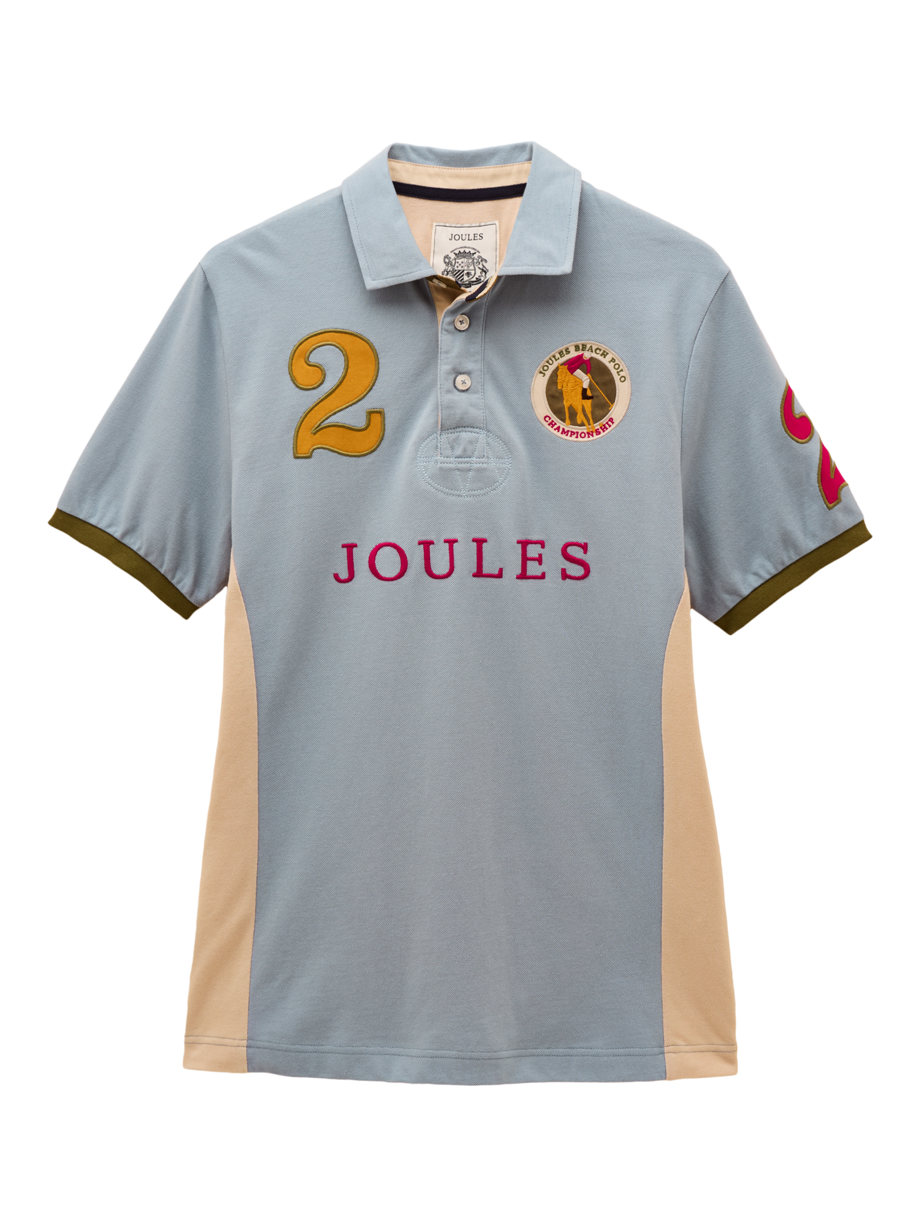 Product image 7 of 8, which shows Joules Embellished Polo Shirt, Light Blue, S Reg