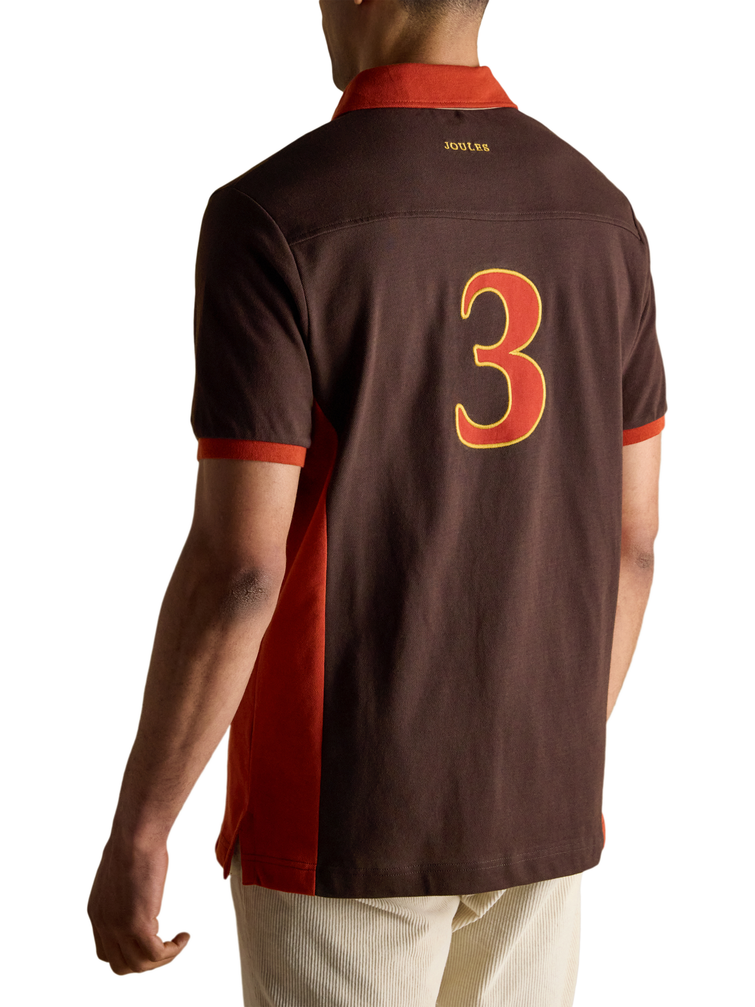 Product image 2 of 9, which shows Joules Cotton Polo Shirt, Brown Mix, S Reg