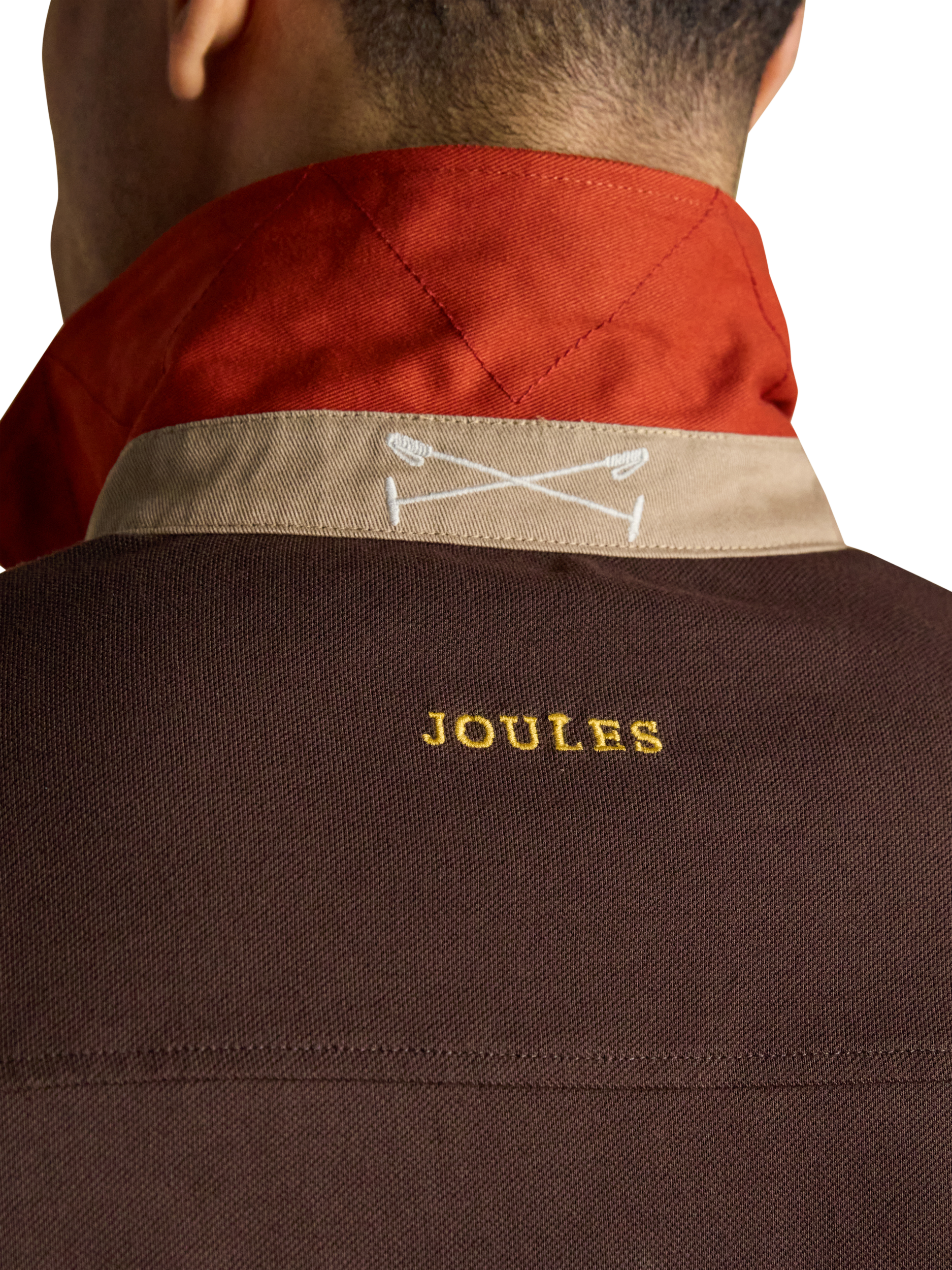 Product image 3 of 9, which shows Joules Cotton Polo Shirt, Brown Mix, S Reg