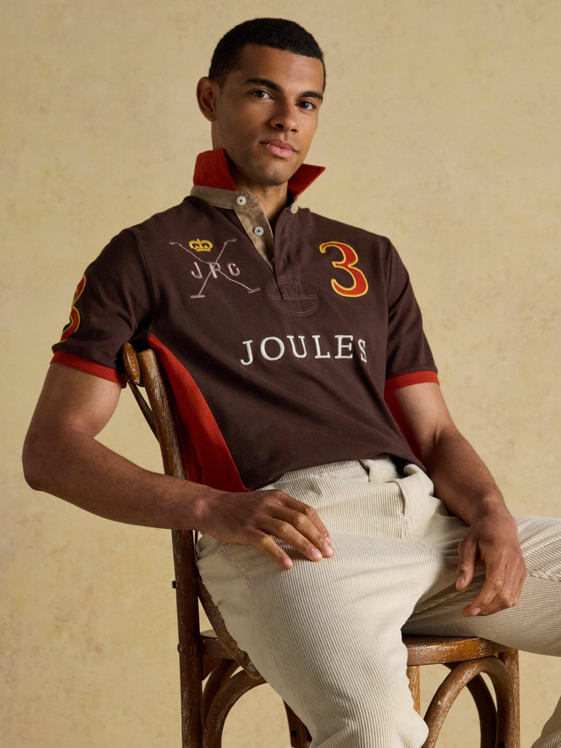Product image 7 of 9, which shows Joules Cotton Polo Shirt, Brown Mix, S Reg