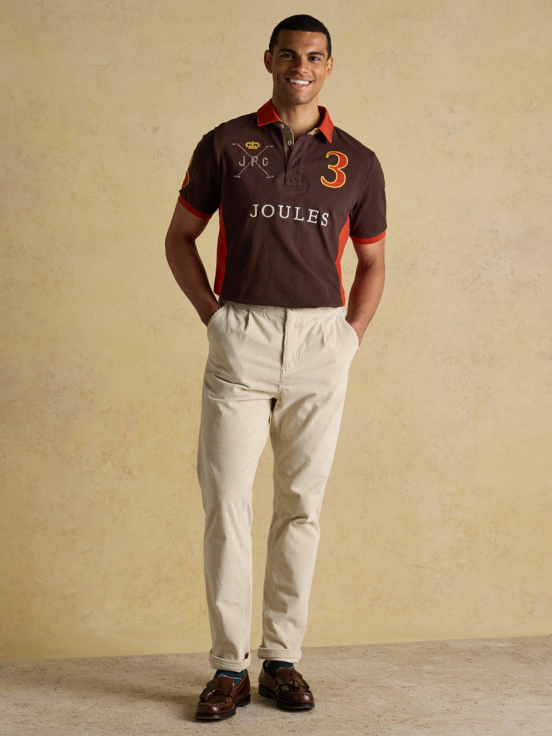 Product image 8 of 9, which shows Joules Cotton Polo Shirt, Brown Mix, S Reg