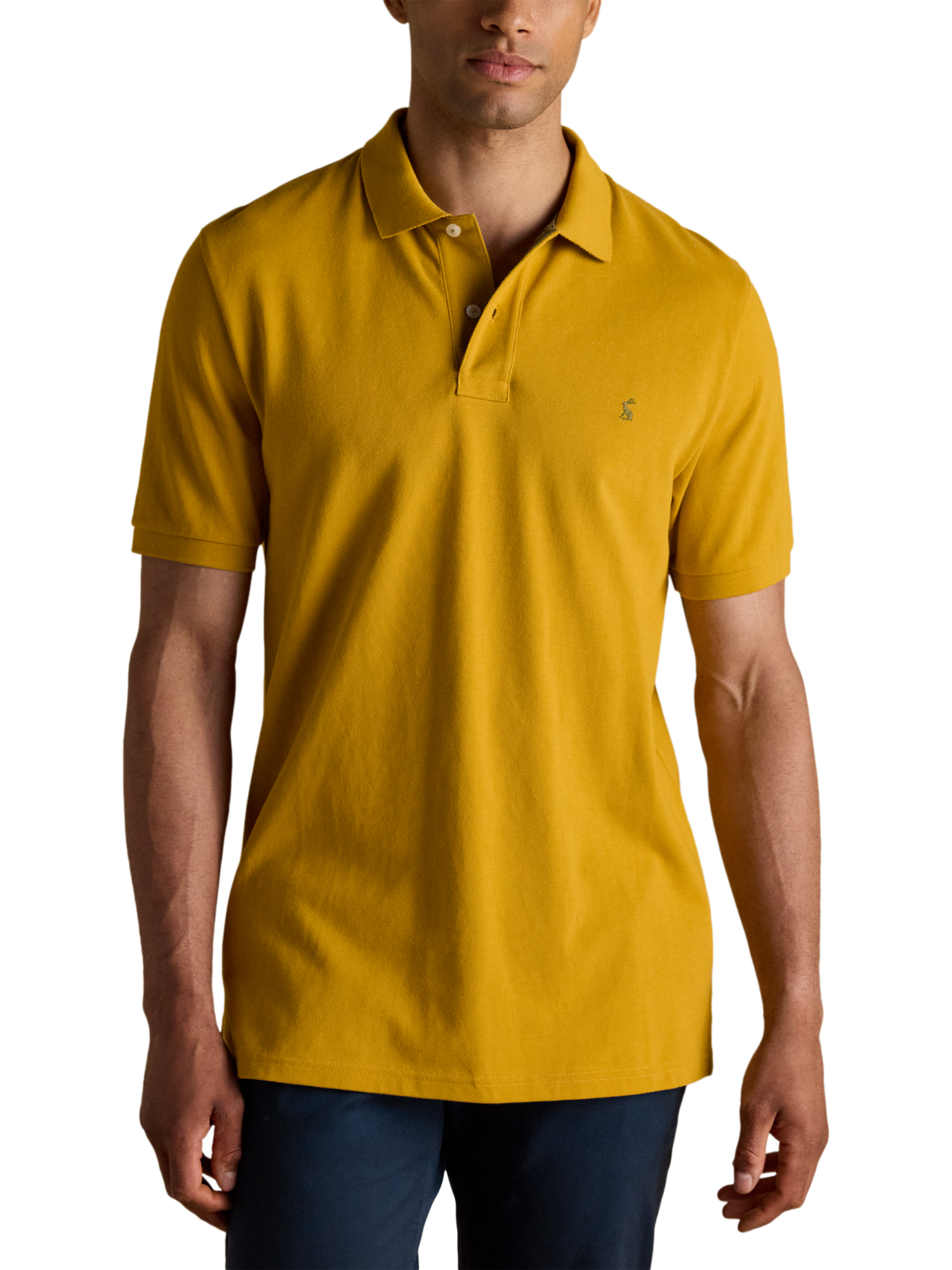 Product image 1 of 6, which shows Joules Cotton Polo Shirt, Dark Yellow, S Reg
