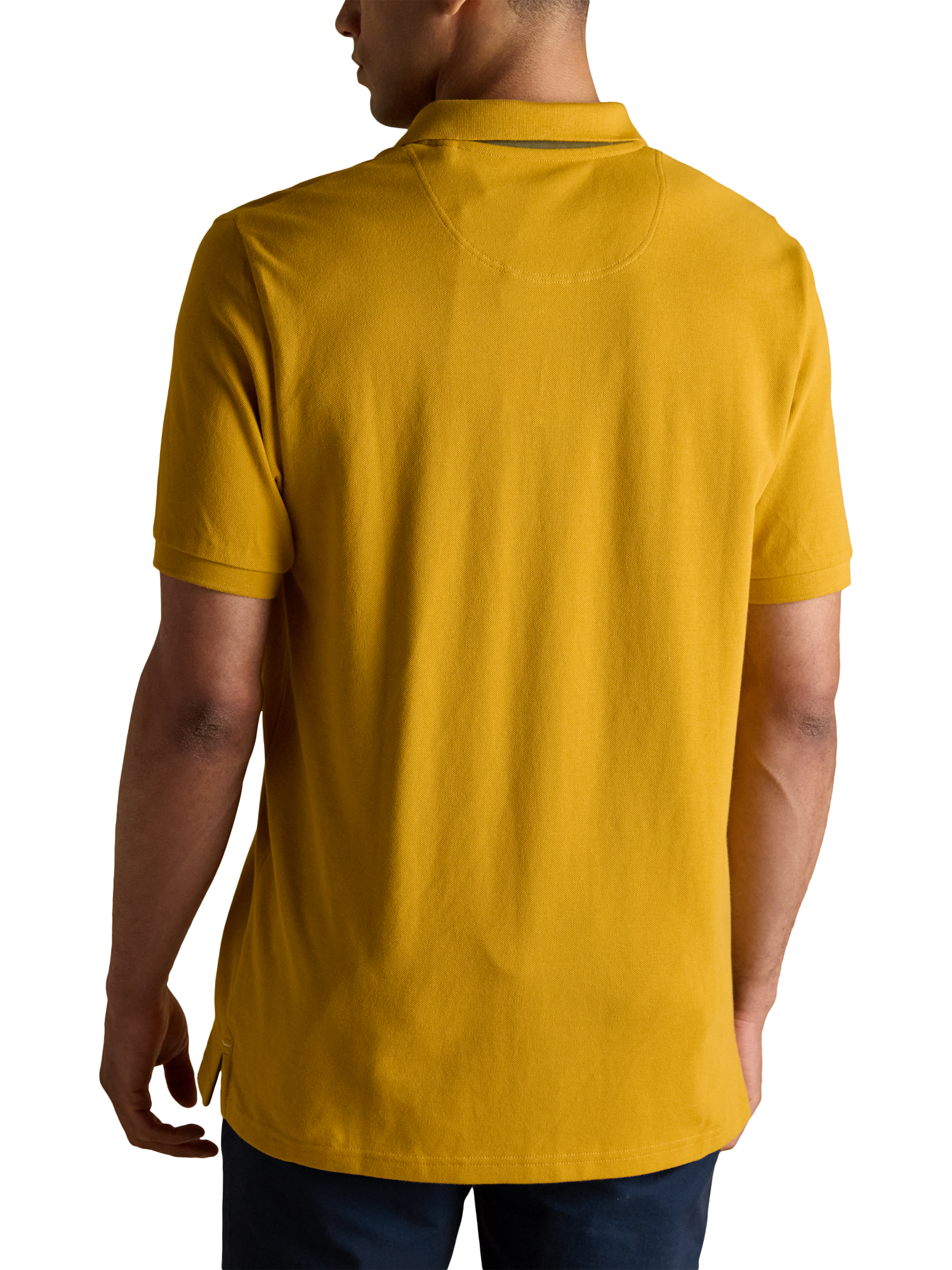 Product image 2 of 6, which shows Joules Cotton Polo Shirt, Dark Yellow, S Reg