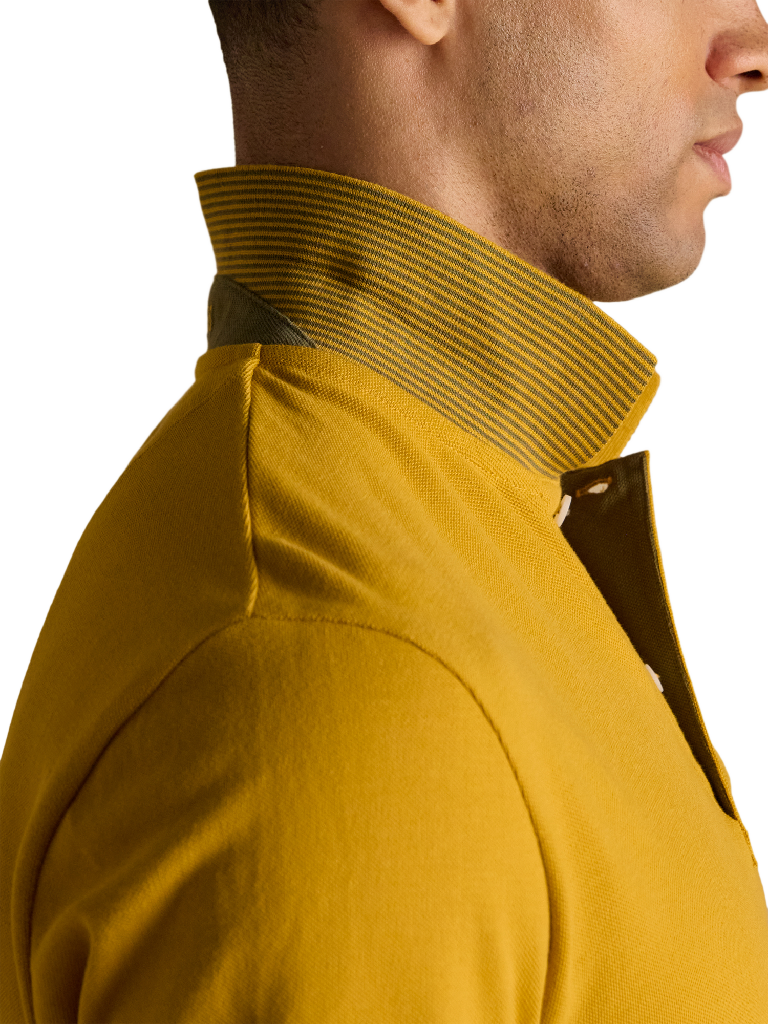 Product image 3 of 6, which shows Joules Cotton Polo Shirt, Dark Yellow, S Reg