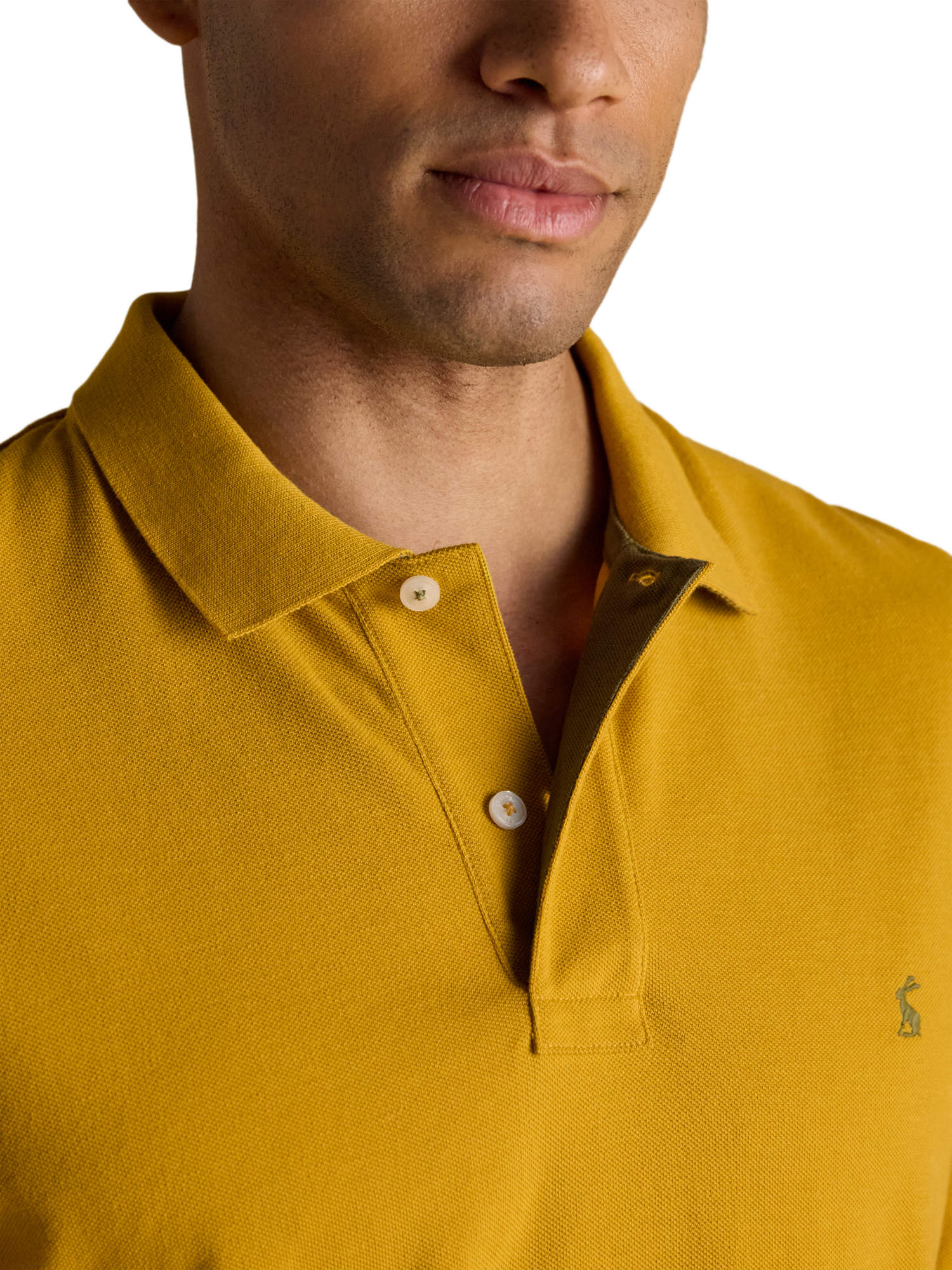 Product image 4 of 6, which shows Joules Cotton Polo Shirt, Dark Yellow, S Reg