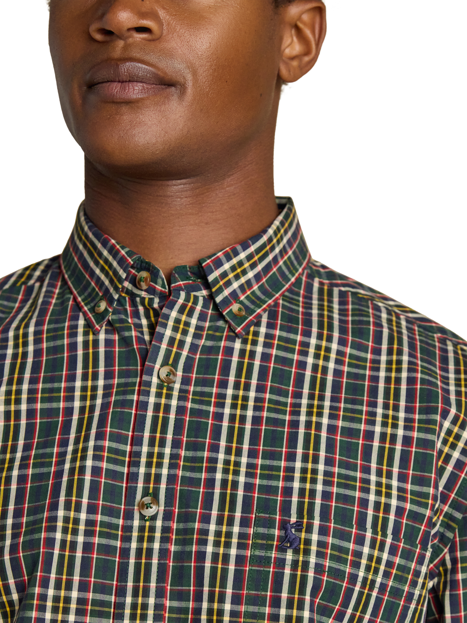 Product image 6 of 10, which shows Joules Check Poplin Shirt, Green, S