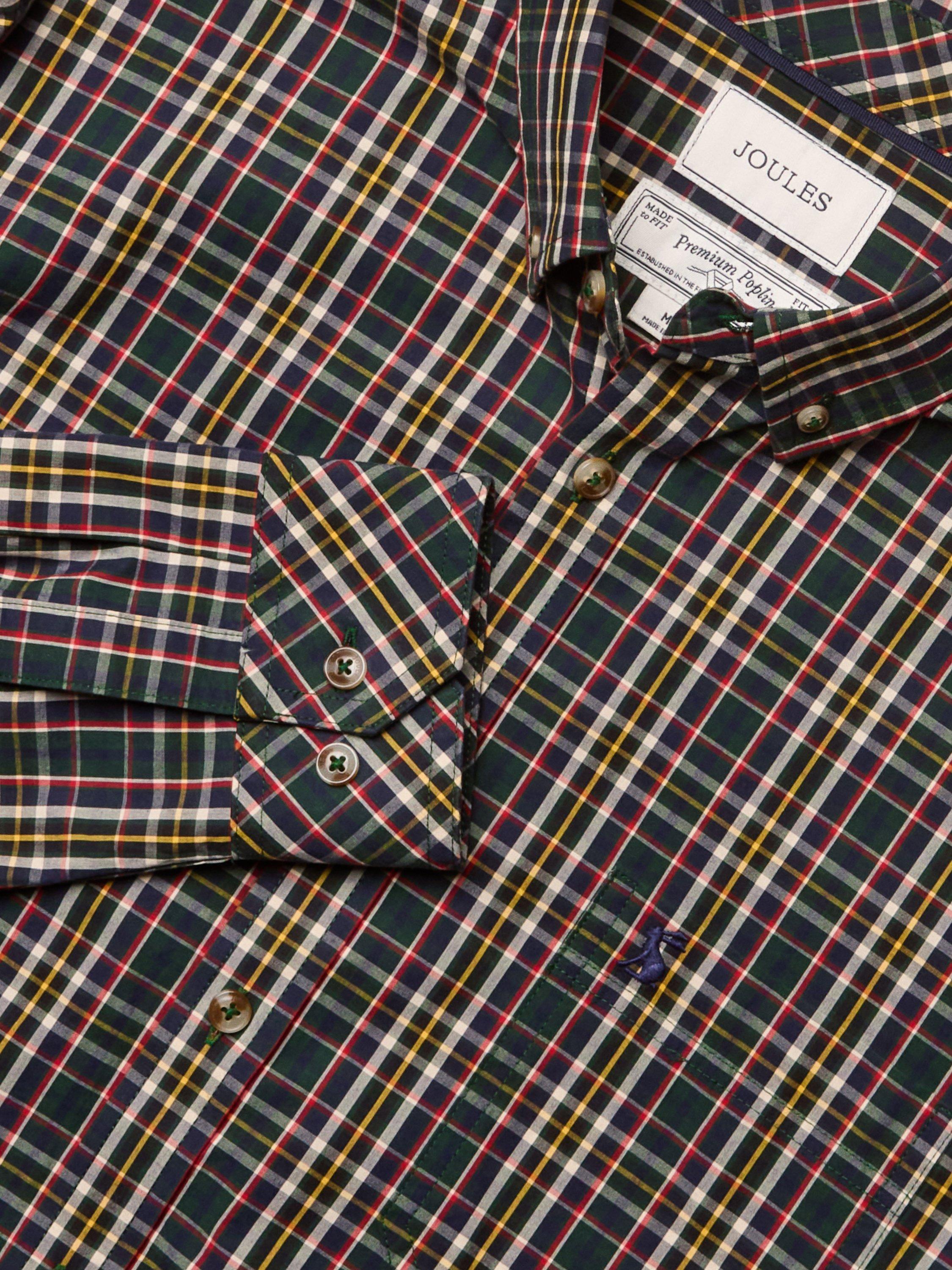 Product image 10 of 10, which shows Joules Check Poplin Shirt, Green, S
