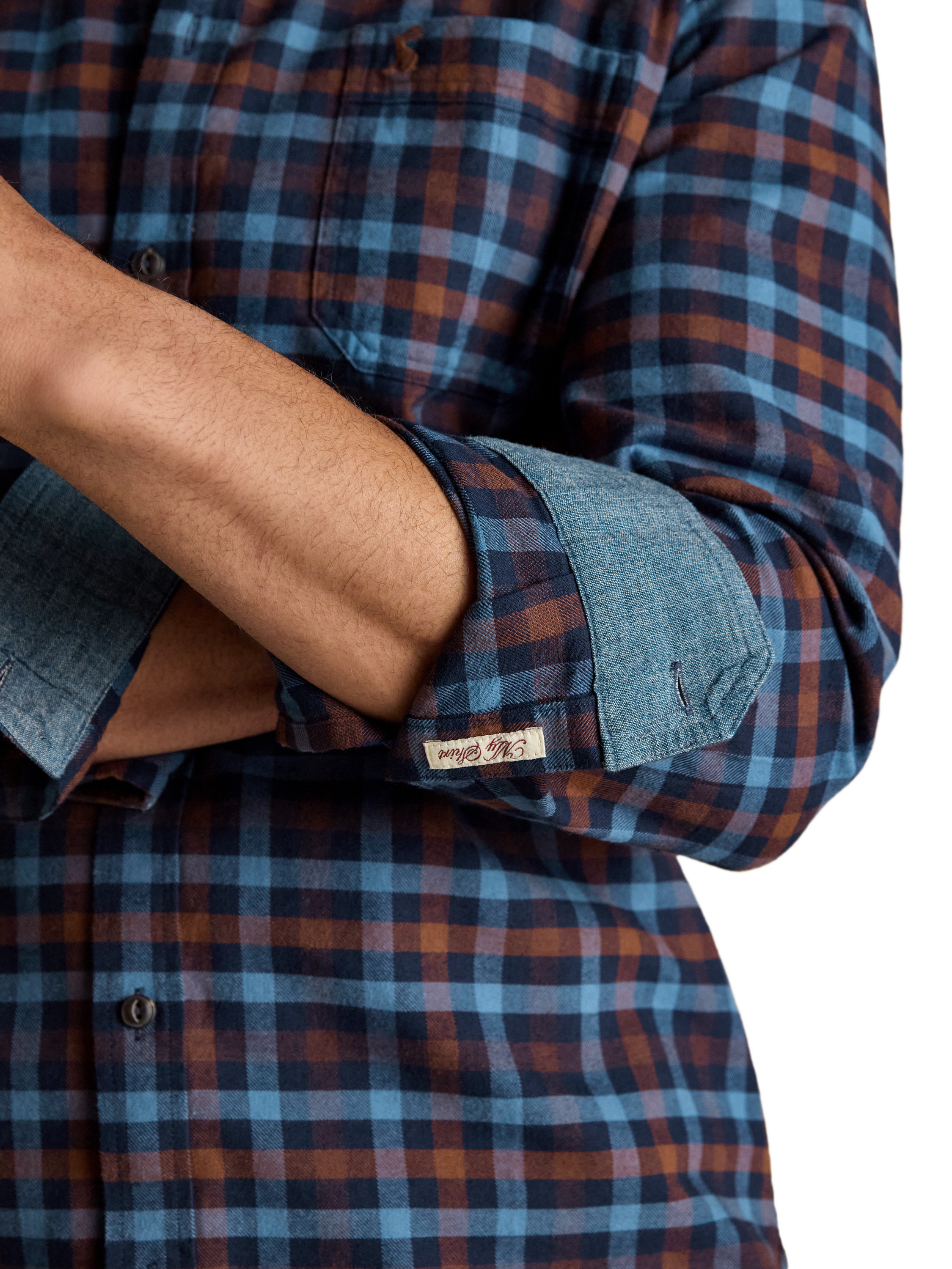 Product image 2 of 7, which shows Joules Flannel Shirt, Brown Mix, S