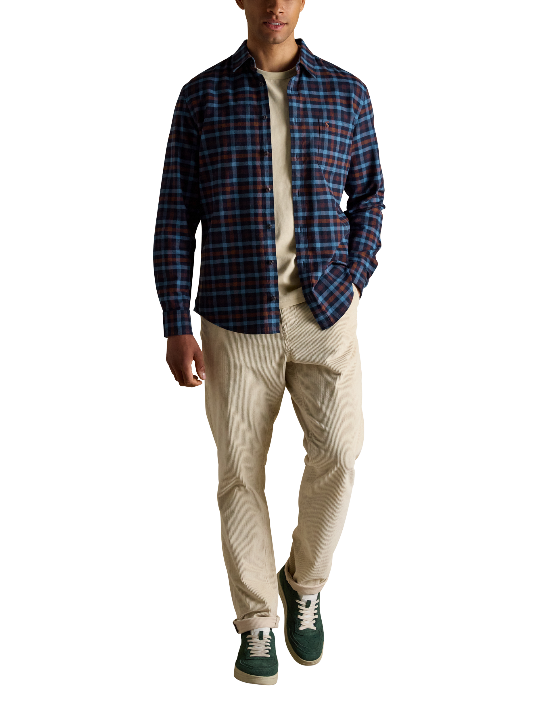 Product image 3 of 7, which shows Joules Flannel Shirt, Brown Mix, S