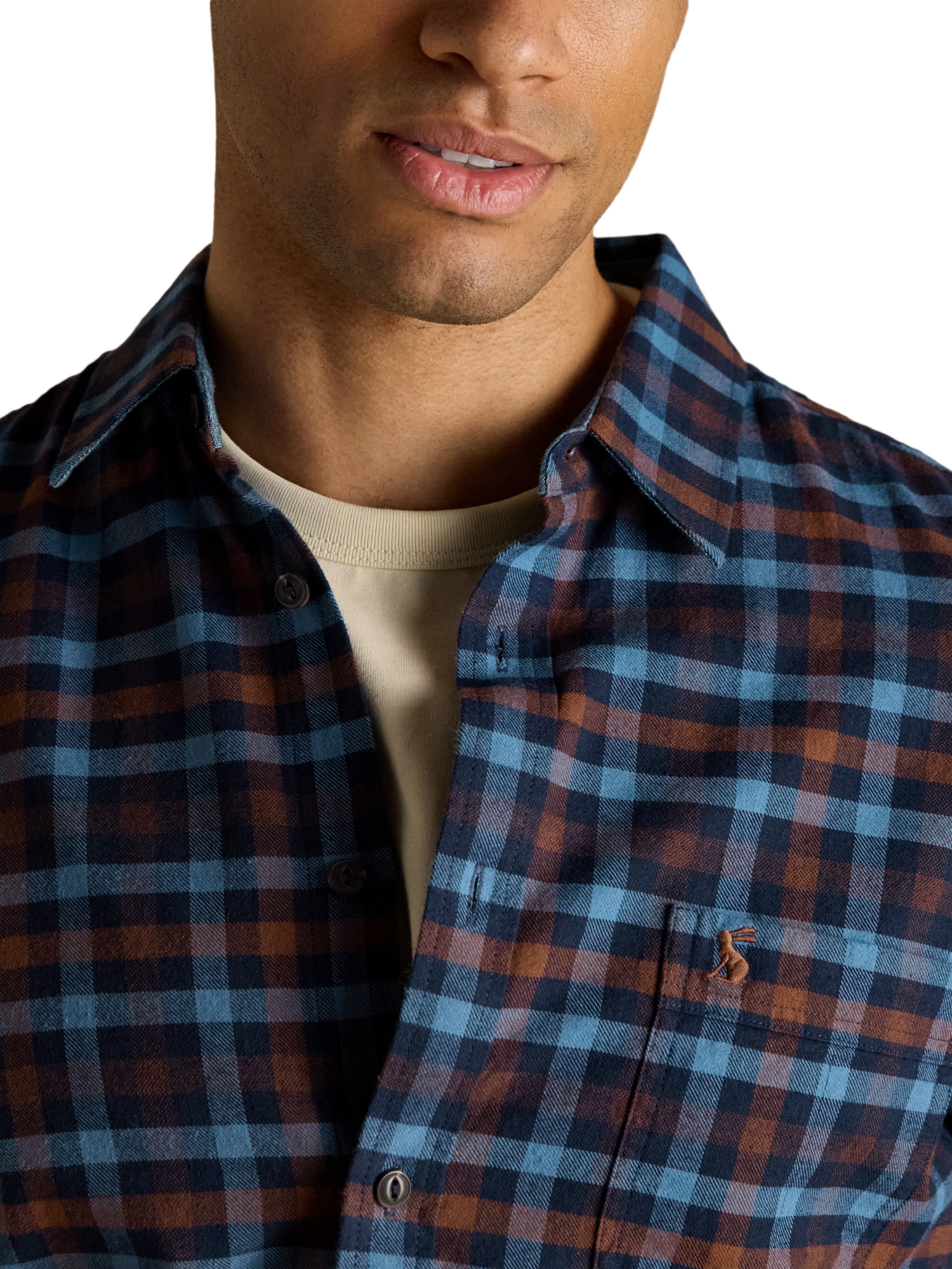 Product image 4 of 7, which shows Joules Flannel Shirt, Brown Mix, S