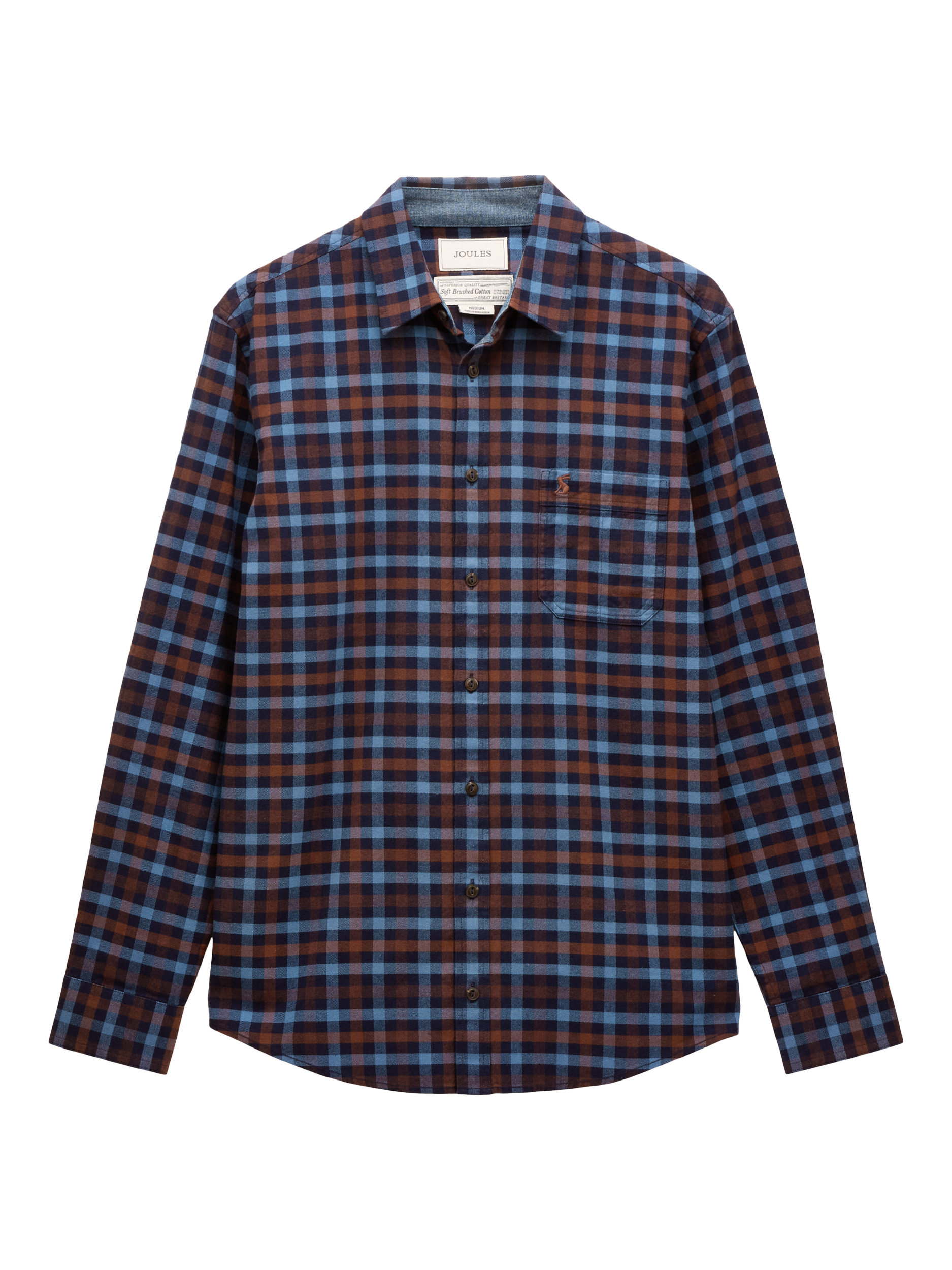 Product image 7 of 7, which shows Joules Flannel Shirt, Brown Mix, S