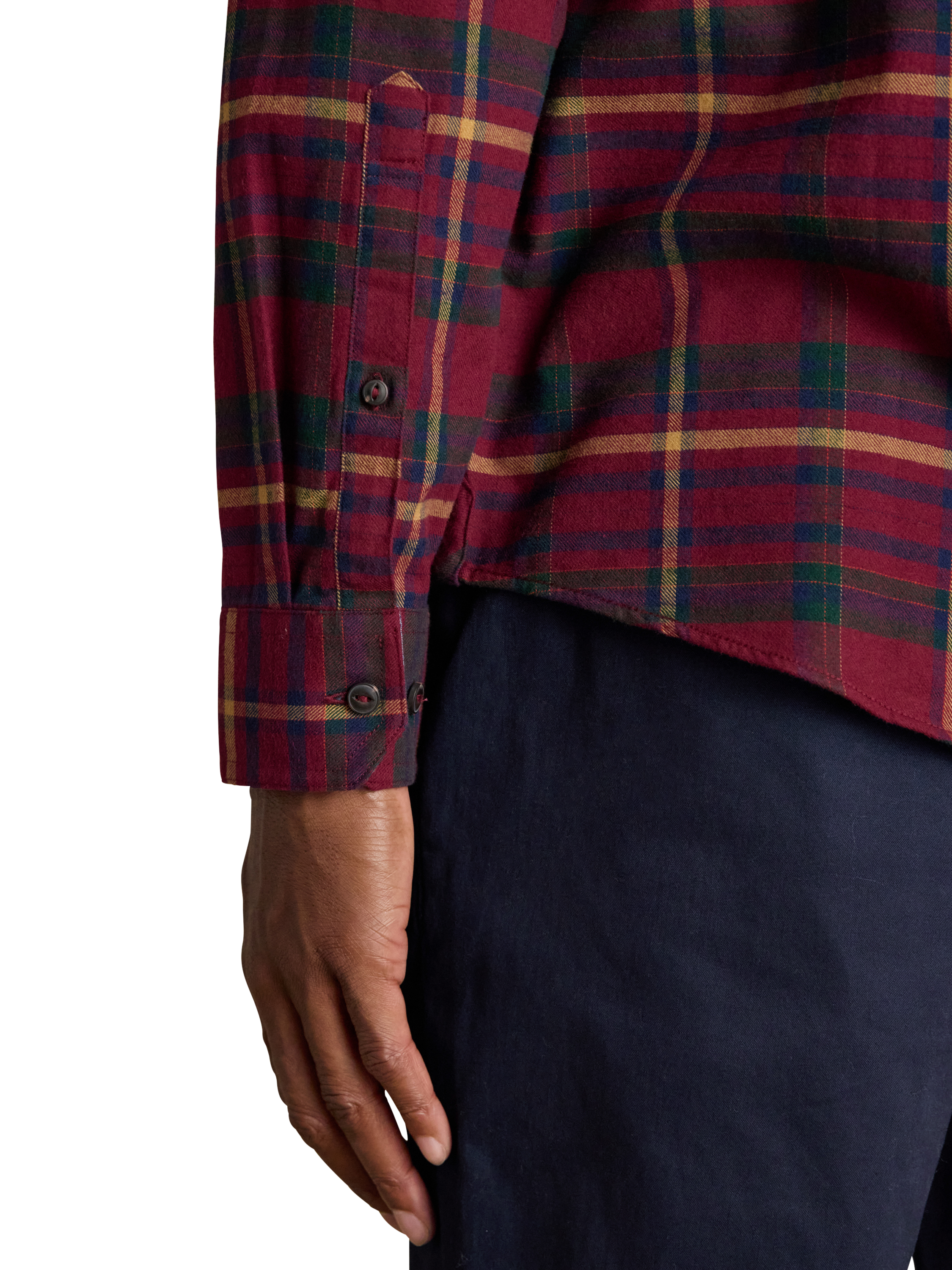 Product image 3 of 10, which shows Joules Flannel Shirt, Burgandy, S