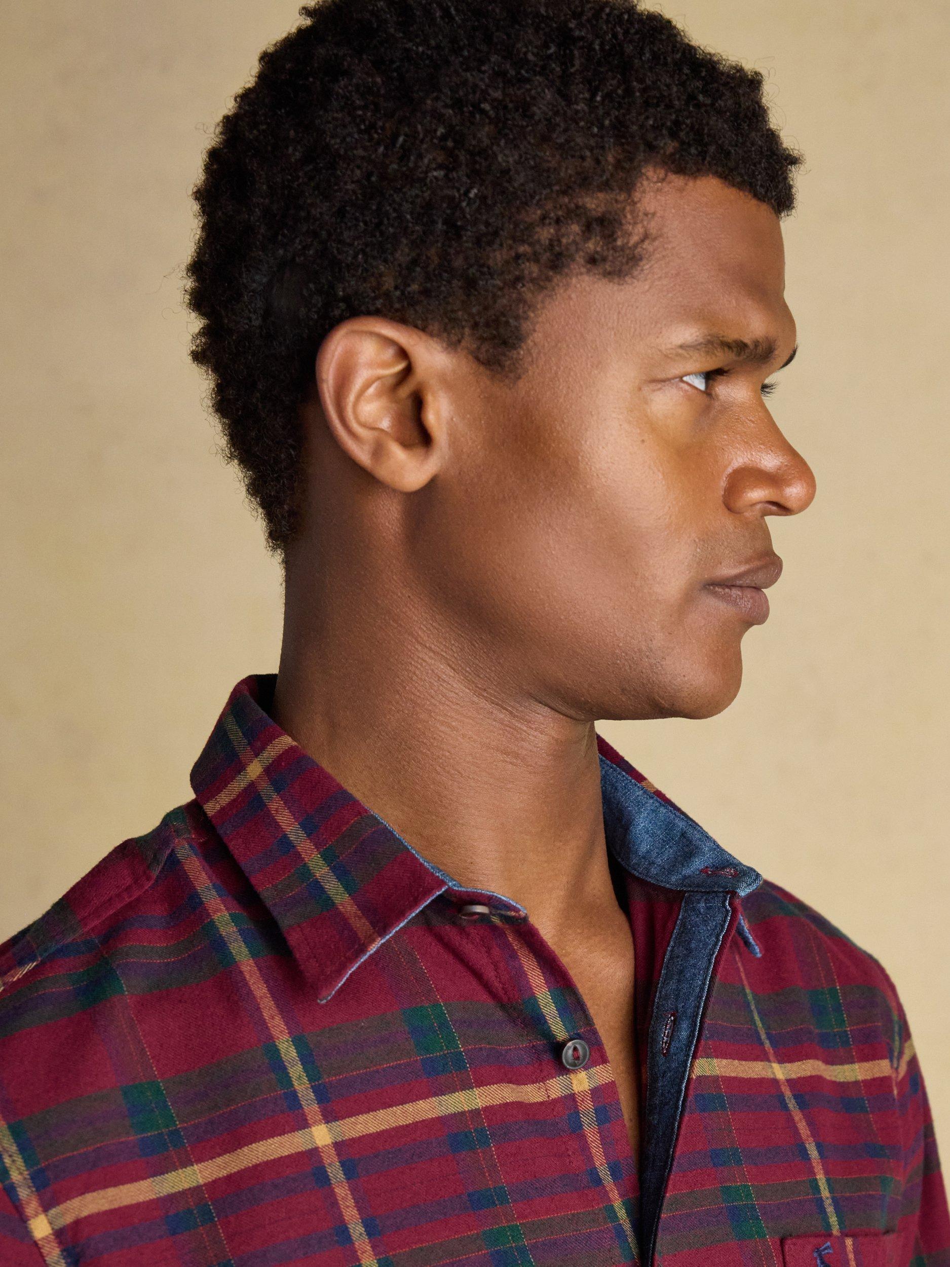 Product image 10 of 10, which shows Joules Flannel Shirt, Burgandy, S