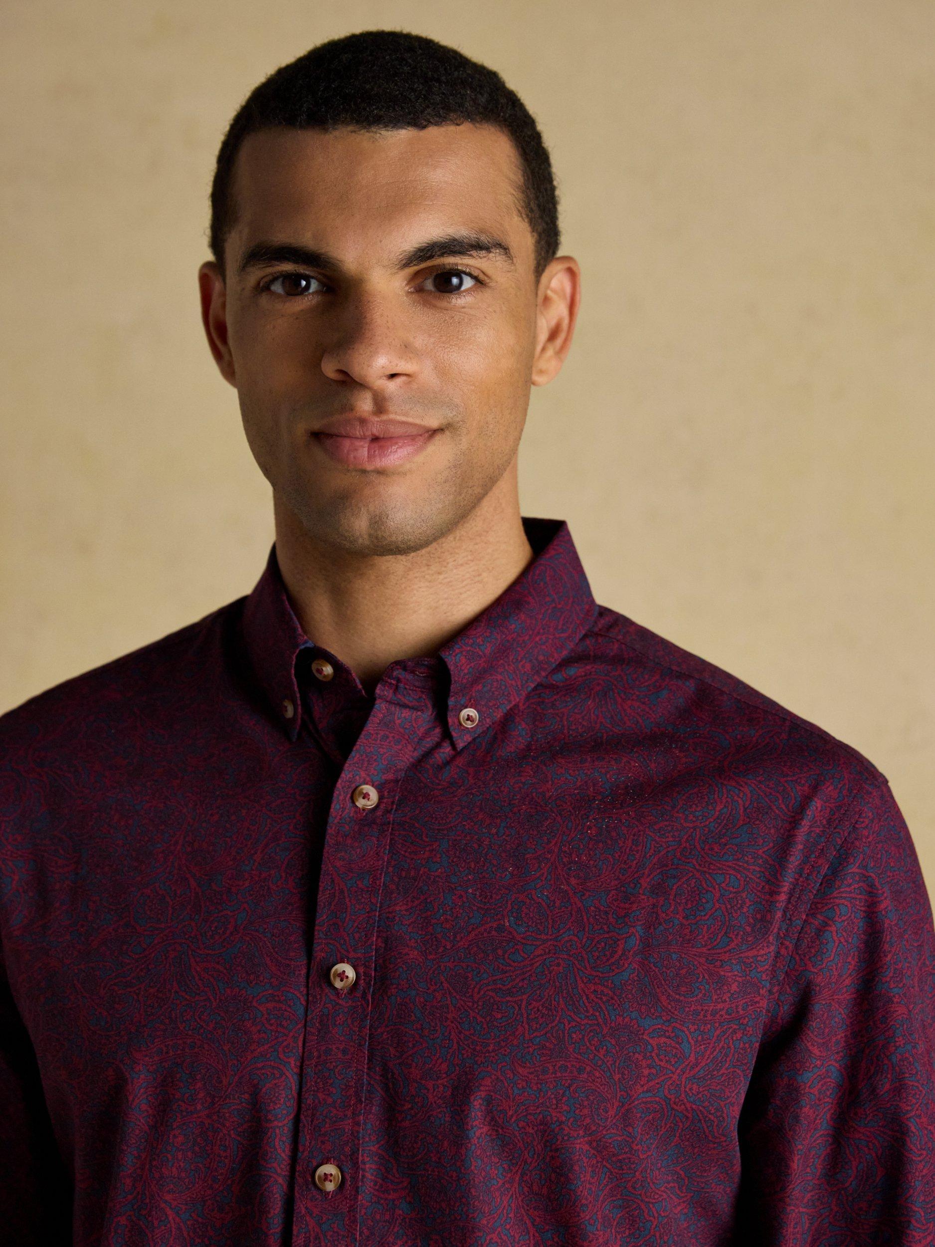 Product image 9 of 10, which shows Joules Printed Shirt, Burgandy, S