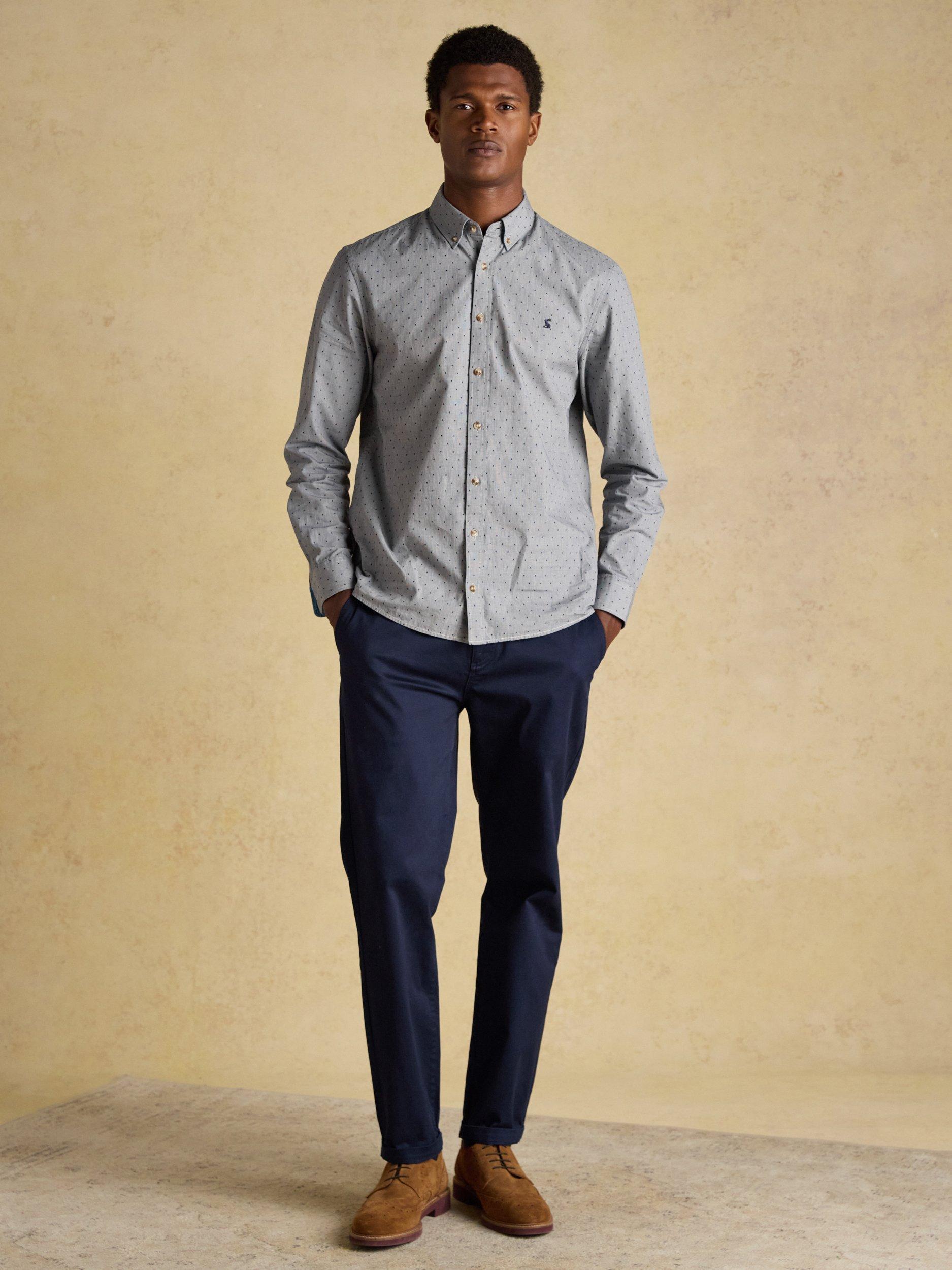 Product image 4 of 10, which shows Joules Textured Dobby Shirt, Blue, S