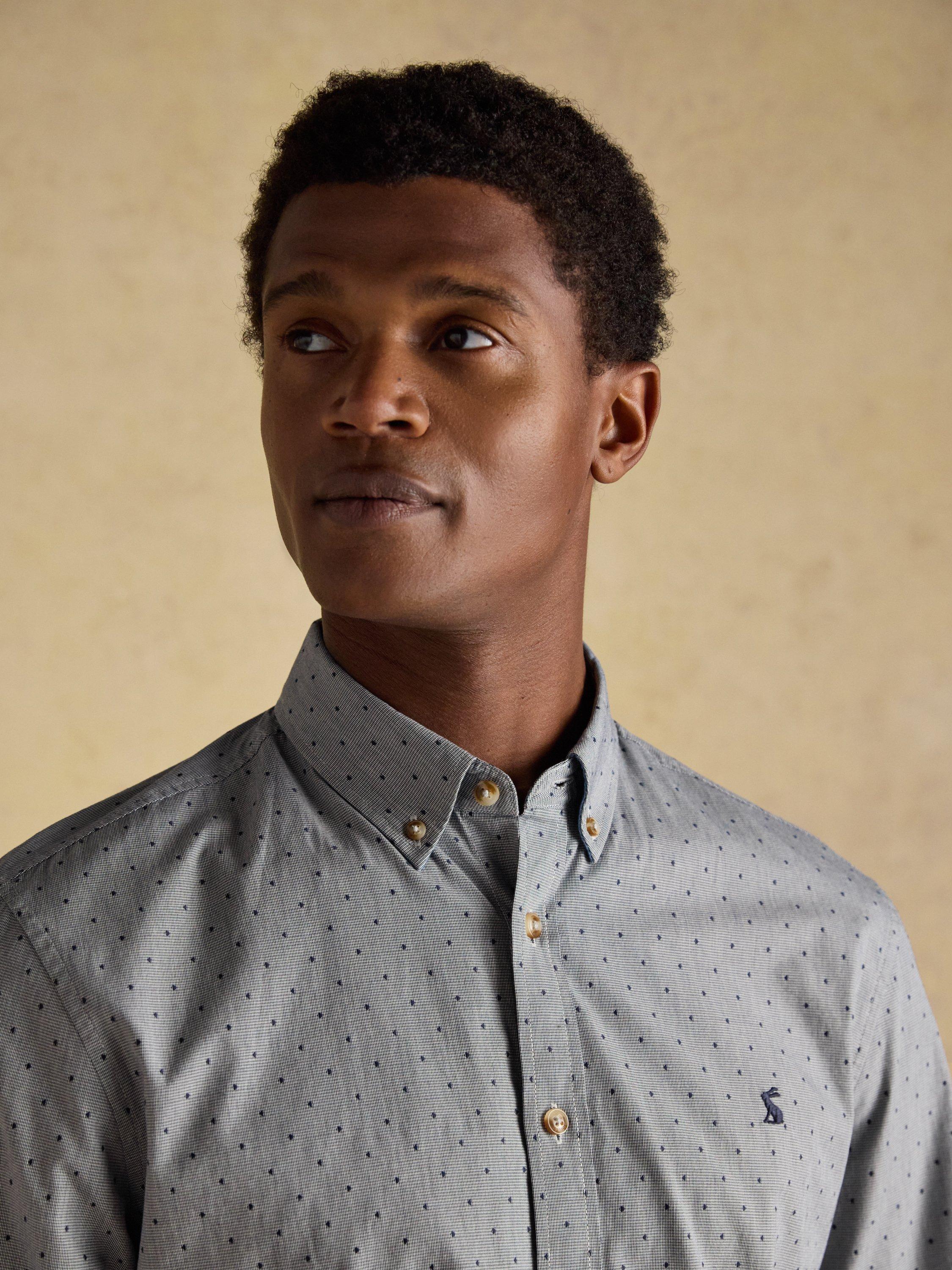 Product image 10 of 10, which shows Joules Textured Dobby Shirt, Blue, S