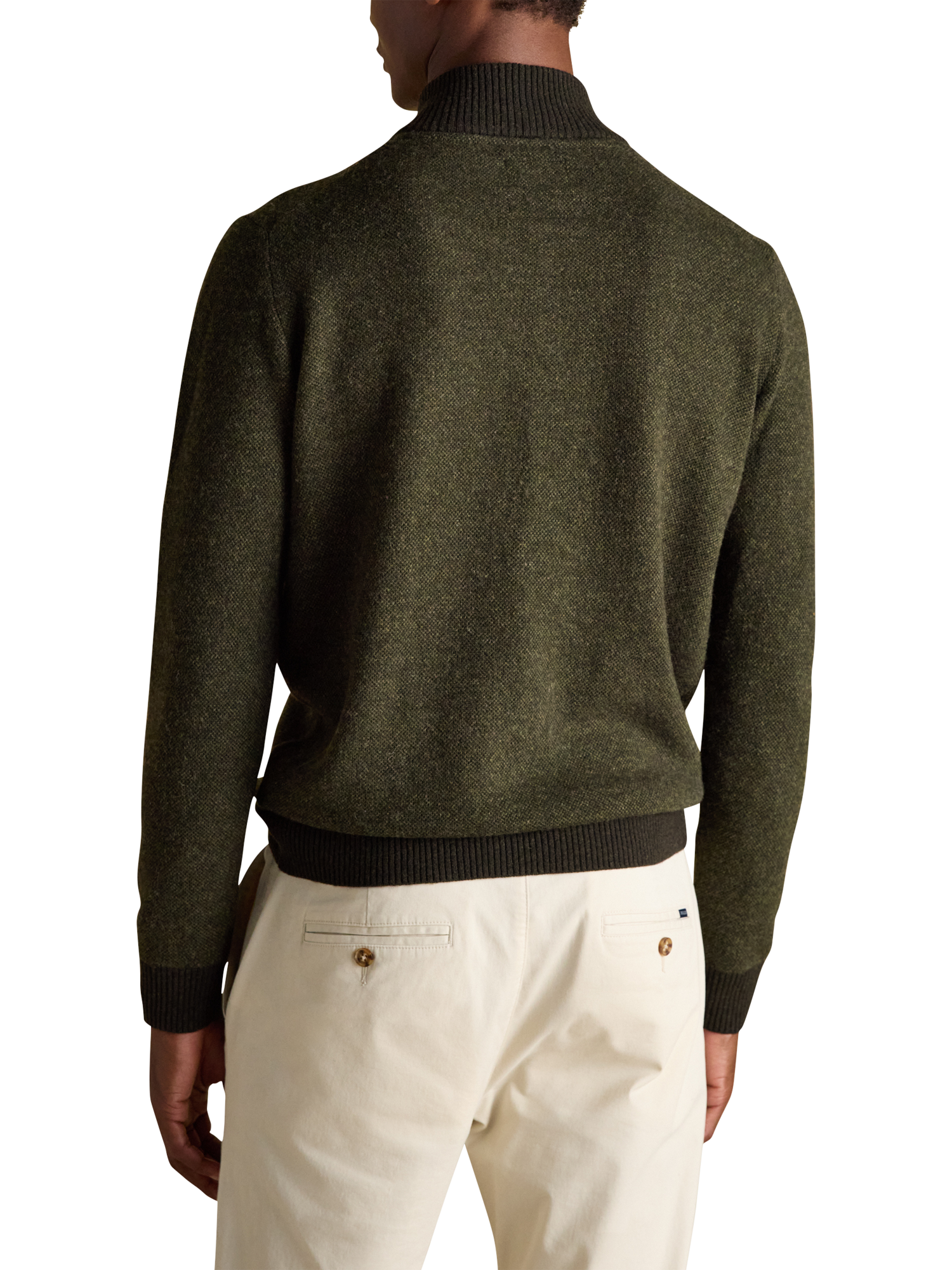 Product image 2 of 4, which shows Joules Wool Blend Quarter-Zip Jumper, Dark Green, S Reg