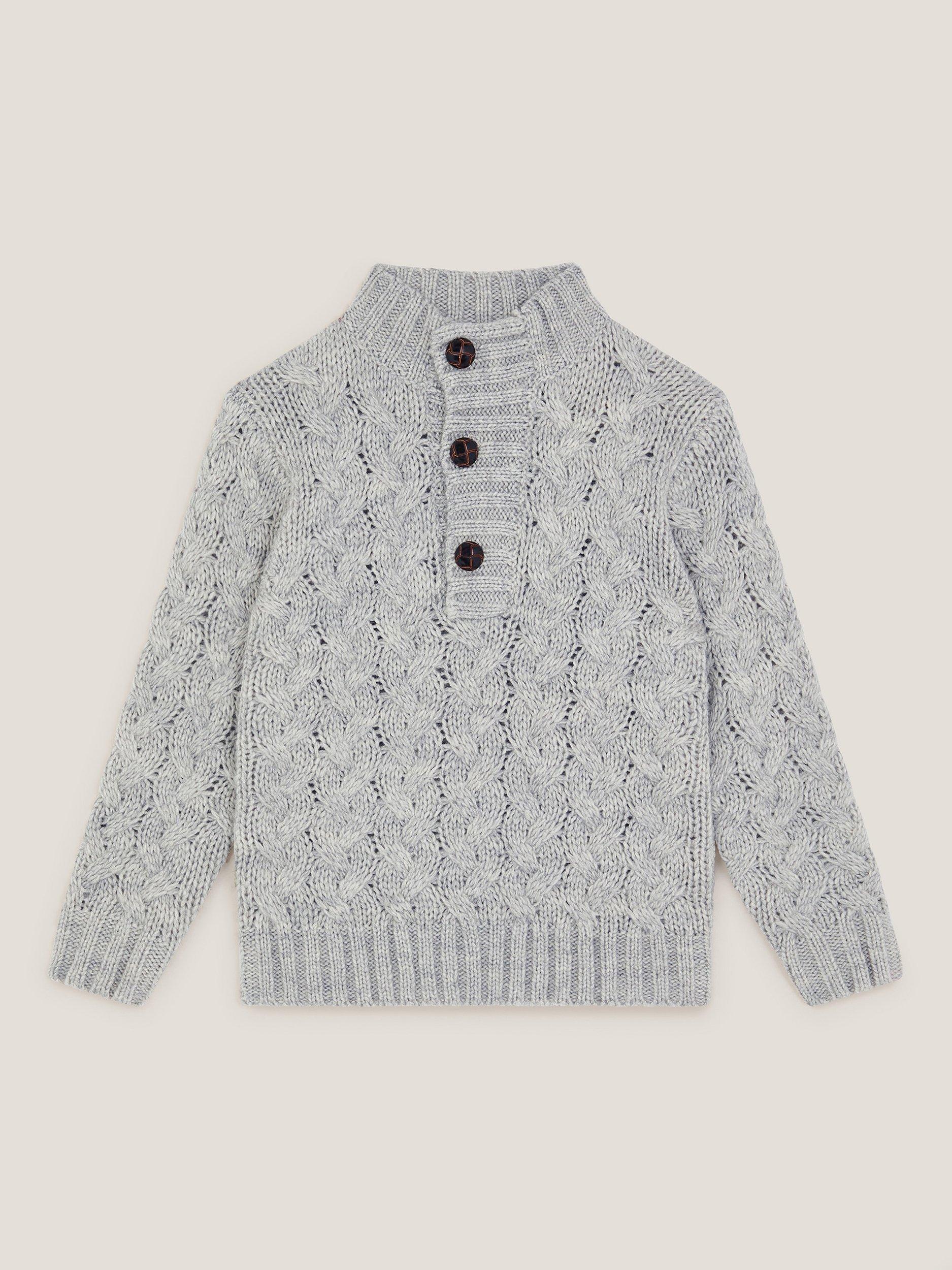 Product image 1 of 3, which shows Monsoon Kids' Wool Blend Cable Knit Jumper, Grey, 5-6 years