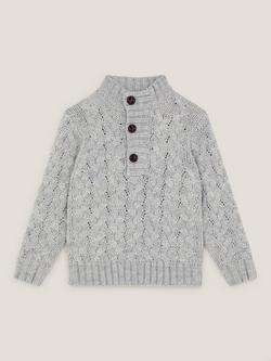 Monsoon Kids' Wool Blend Cable Knit Jumper, Grey, Grey