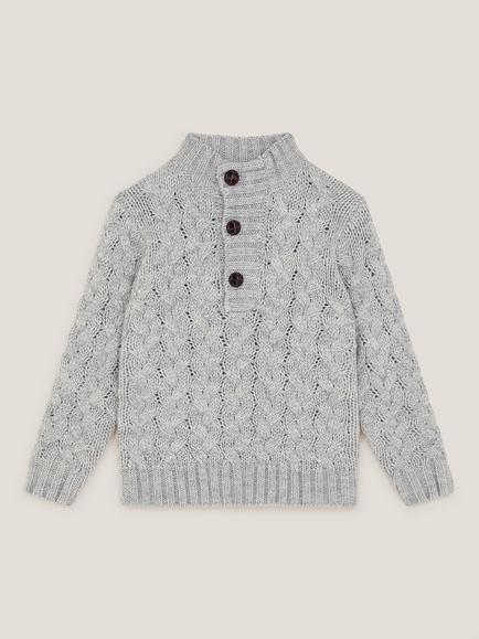 Monsoon Kids' Wool Blend Cable Knit Jumper, Grey, Grey