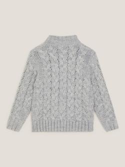 Monsoon Kids' Wool Blend Cable Knit Jumper, Grey - view 2, Grey