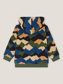 Monsoon Kids' Camo Fleece Hoodie, Green - view 2, Green